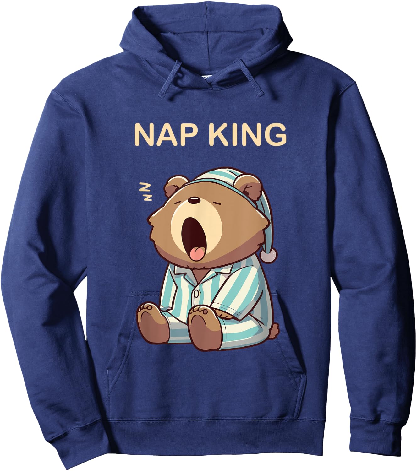 Nap King of Naps Sleeping Bear in Pajamas Tired Sleep Bed Hoodie - Hoodie | Navy