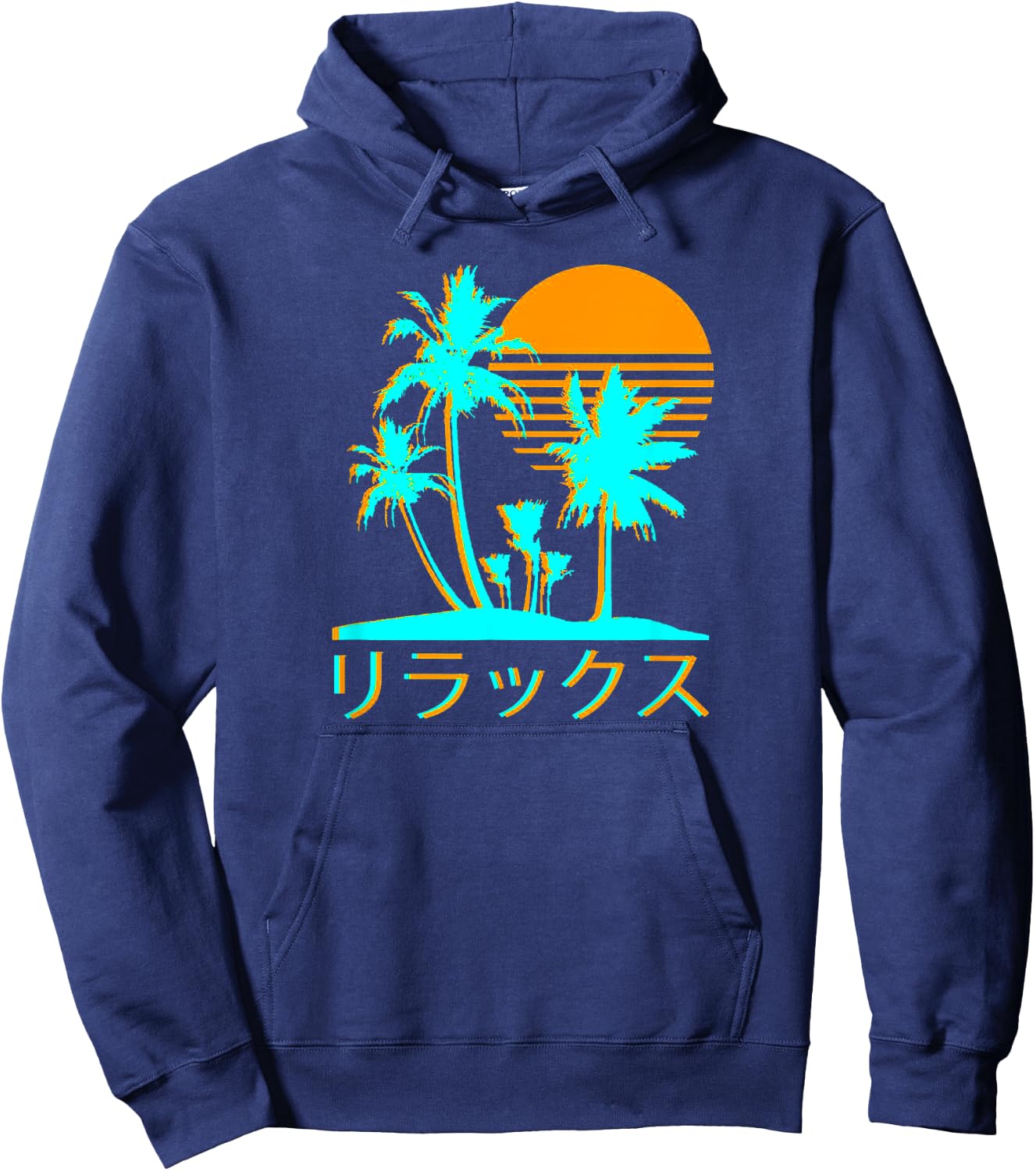 Japanese Relax Vaporwave Harajuku Graphic Design , Black, Small Hoodie - Hoodie | Navy