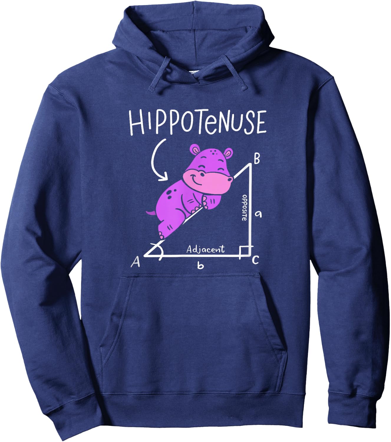 Hippopotamus Geometry Funny Math Lover Hypotenuse Costume Hoodie - Hoodie | Navy