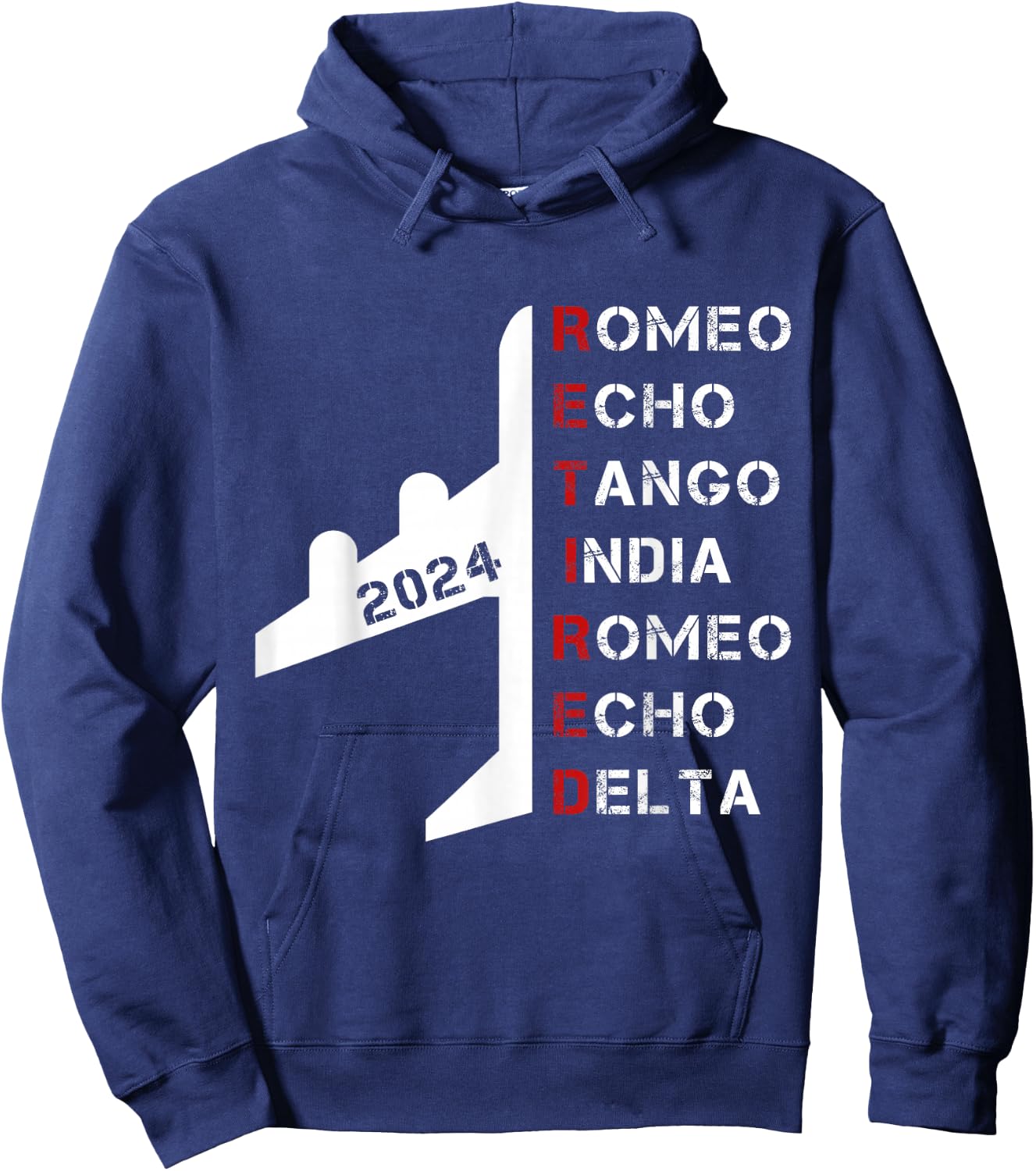 Retired Pilot 2024 Phonetic Alphabet Retirement Gift Hoodie - Hoodie | Navy