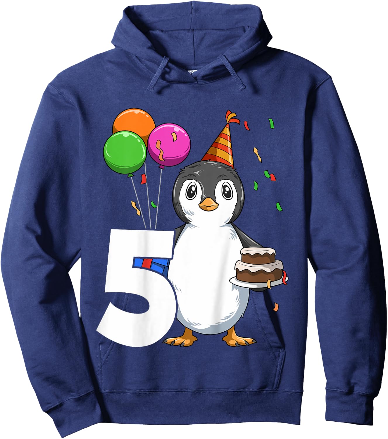 Penguin Birthday 5 Penguin 5th Birthday Outfit Penguin Party Hoodie - Hoodie | Navy