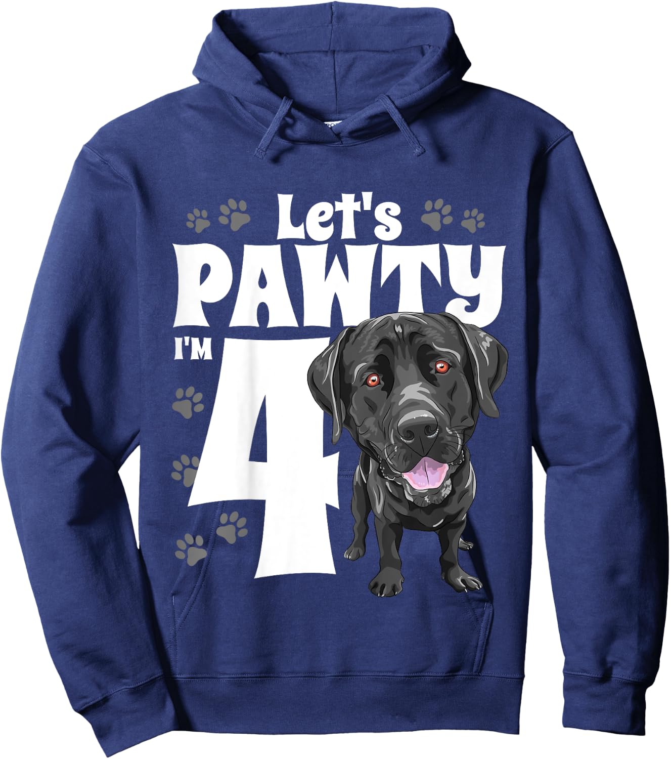 4 Year Old Black Lab Dog Birthday Pawty Labrador 4th Gift Hoodie - Hoodie | Navy