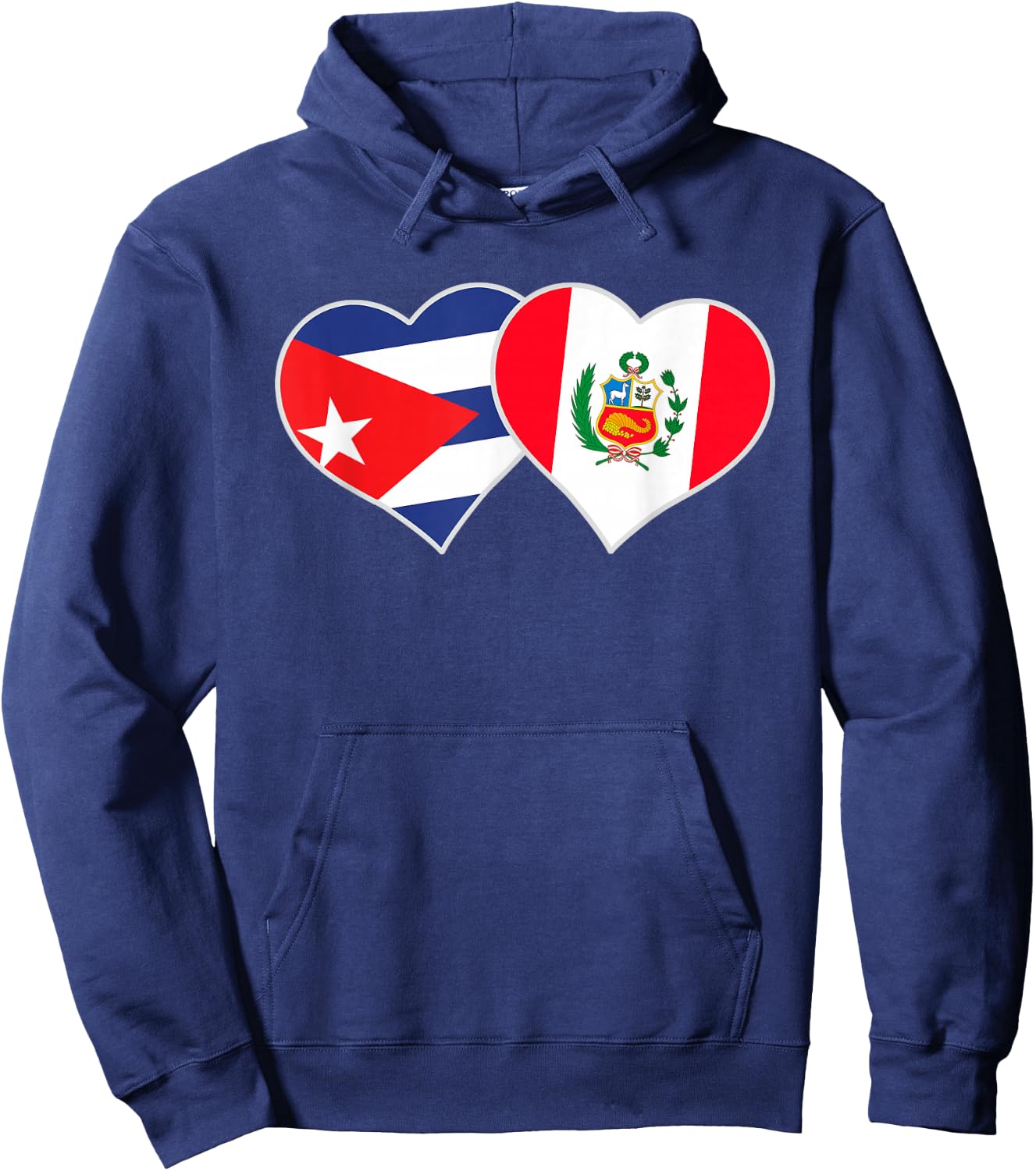 Cuban Peruvian Flag Love Peru Cuba Heart Hoodie - Hoodie | Navy