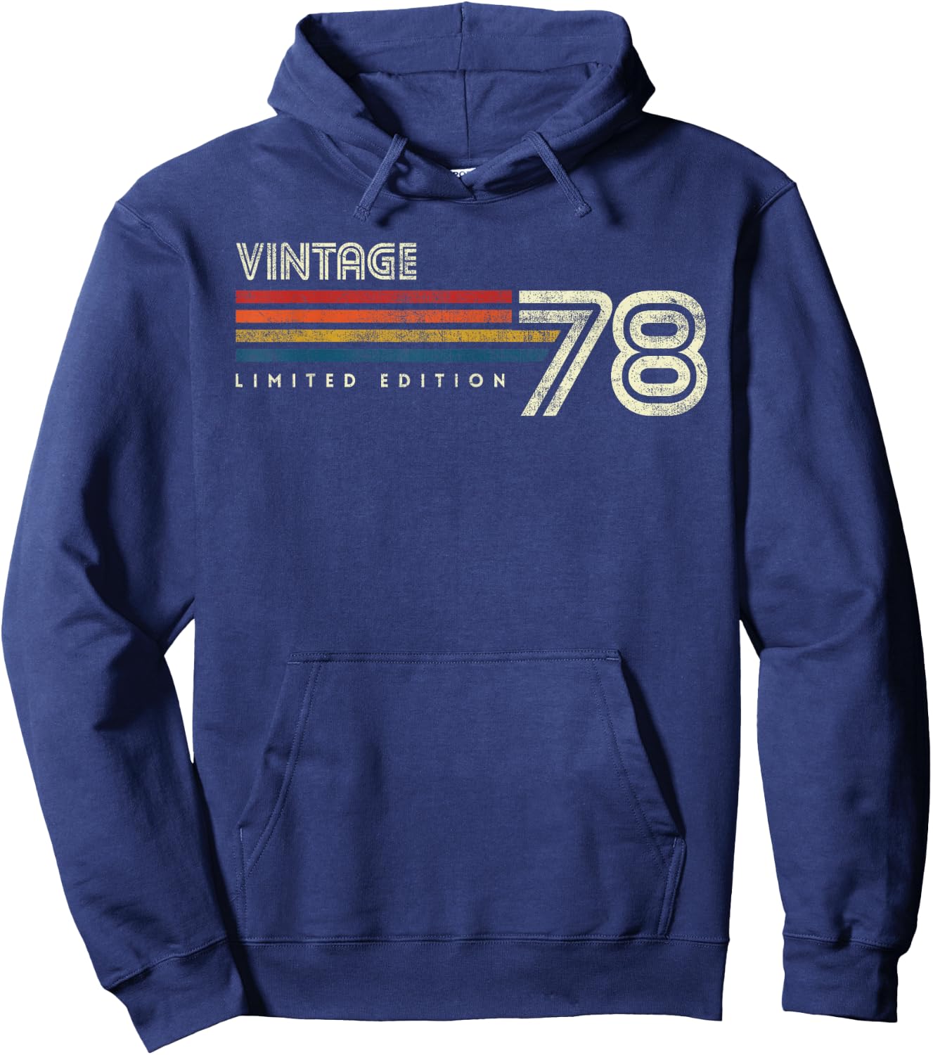 Vintage 1978 Chest Stripe Birthday Hoodie - Hoodie | Navy