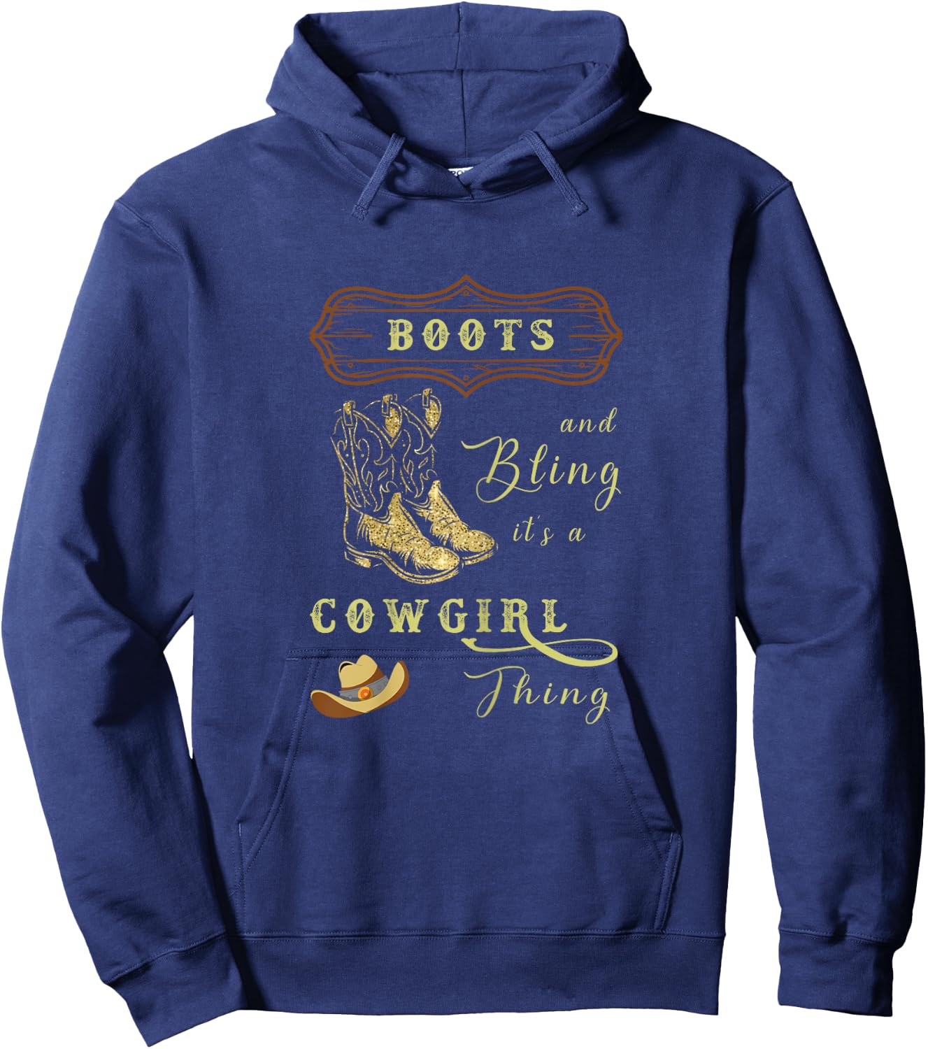 boots & bling it's a cowgirl thing Western Hoodie - Hoodie | Navy