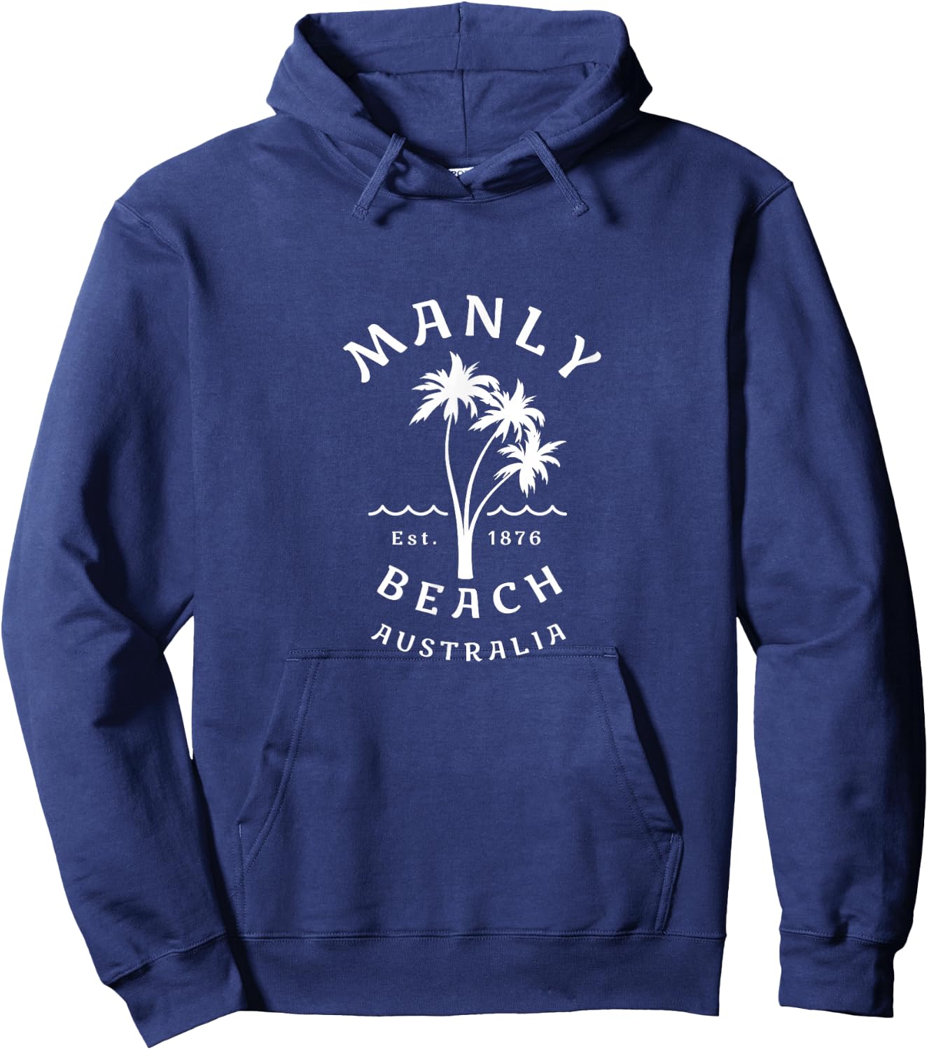 Retro Manly Beach Original Australia Graphic Design Novelty Hoodie - Hoodie | Navy