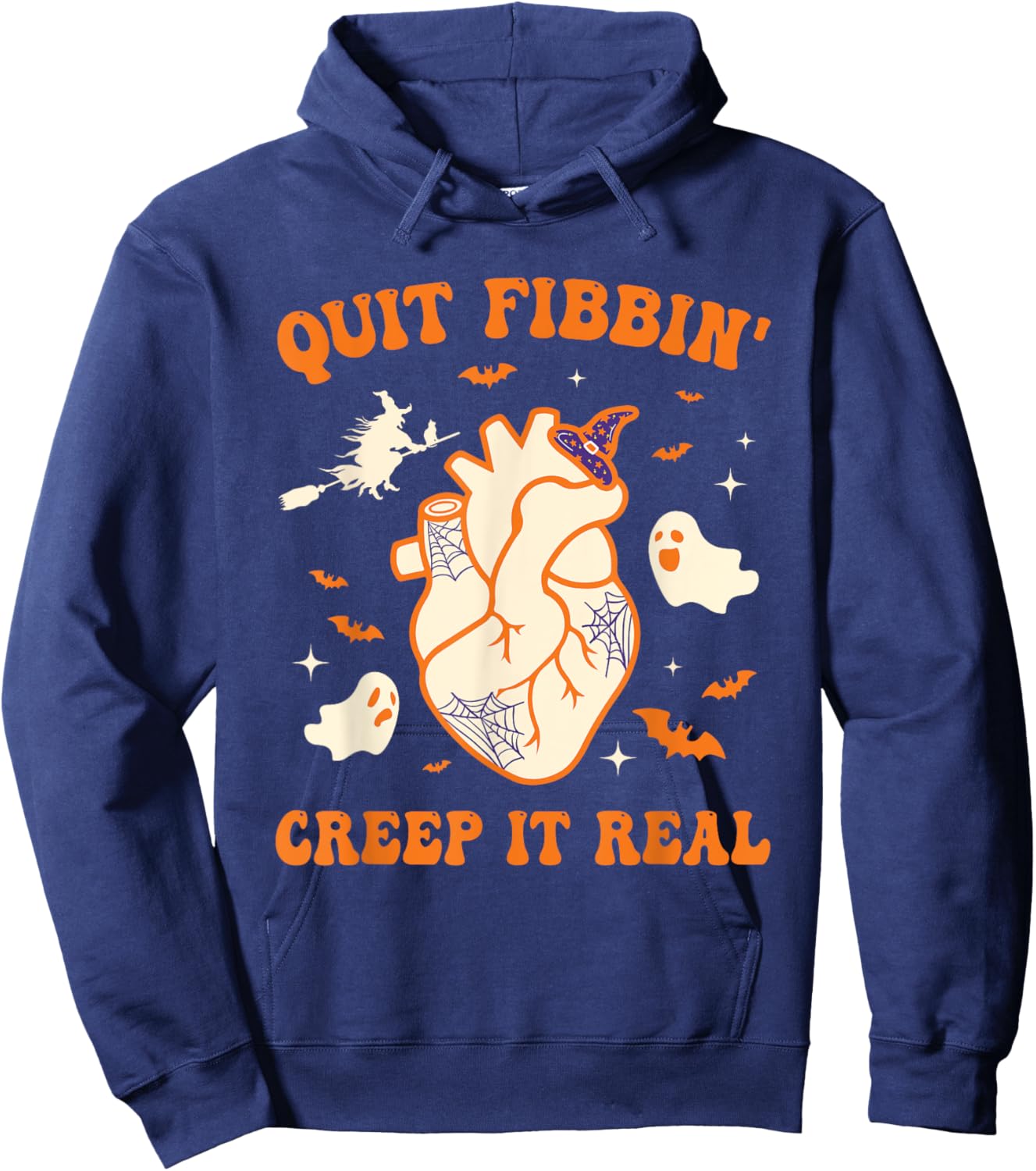 Quit Fabbin Creep Real Anatomy Heart Nurse Doctor Halloween Hoodie - Hoodie | Navy