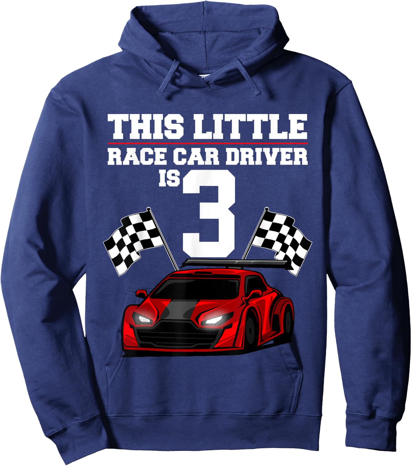 Funny 3rd Birthday Gift Boys 3 Years Old Race Car Drivers Hoodie - Hoodie | Navy