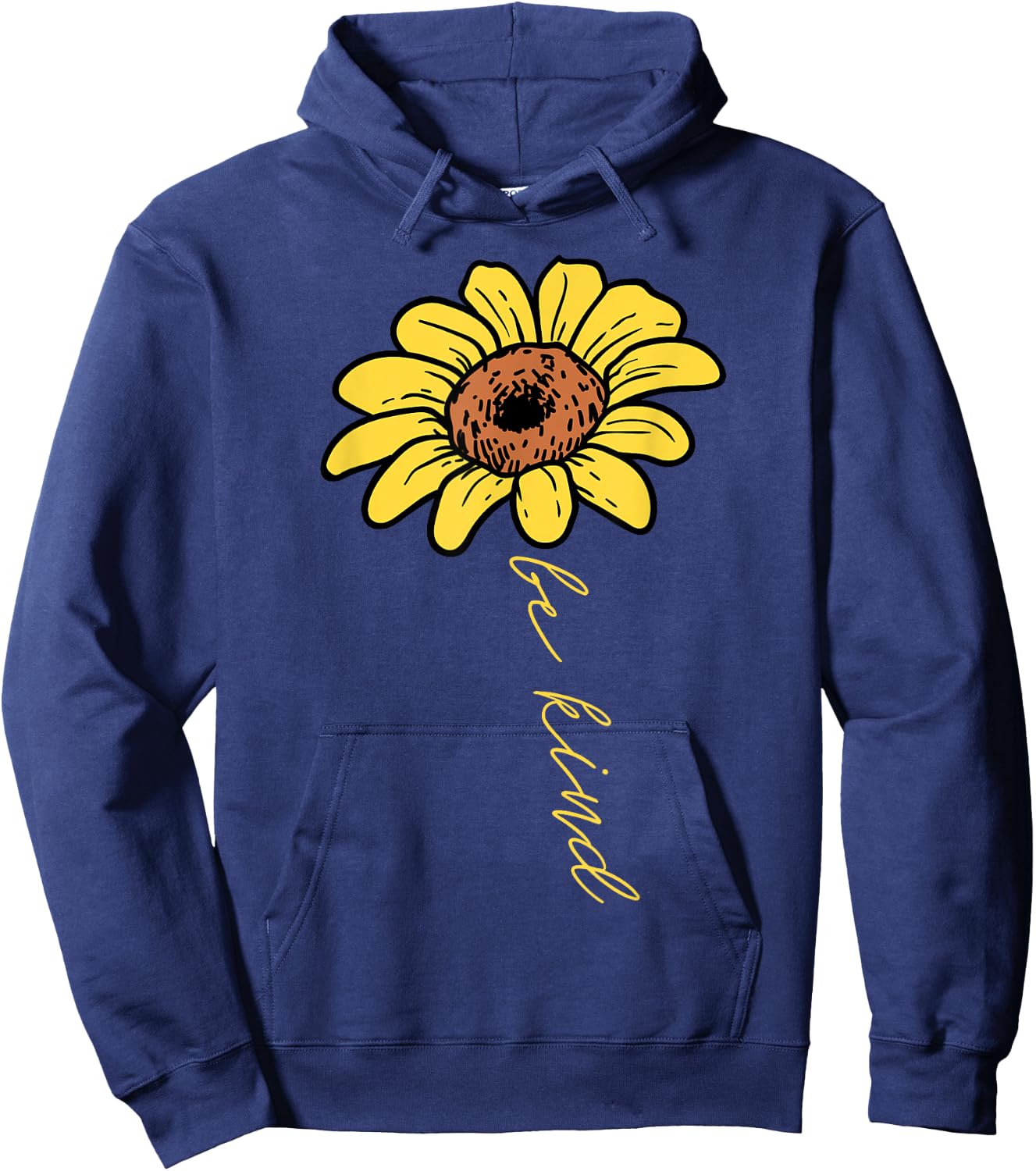 Sunflower Be Kind Retro Positivity Motivational Sayings Gift Hoodie - Hoodie | Navy