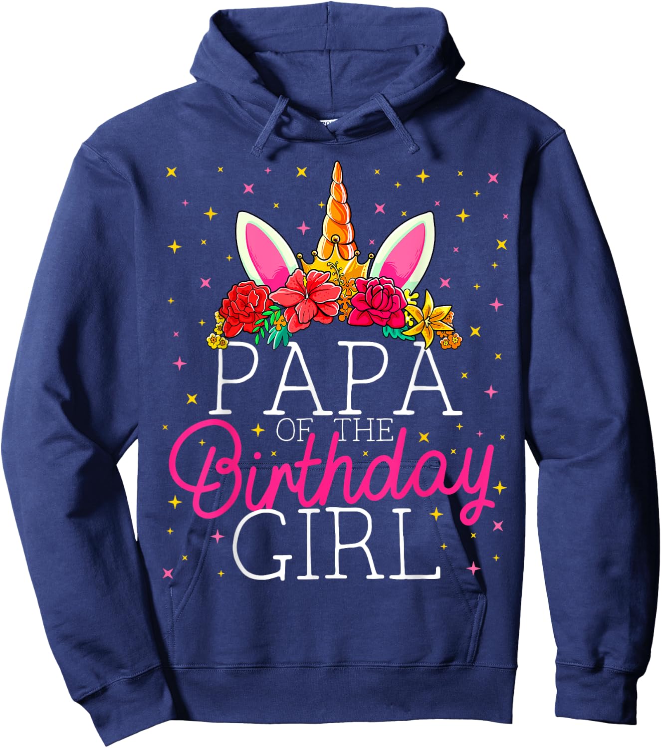 Papa of the Birthday Girl Unicorn Dad Family Matching Hoodie - Hoodie | Navy