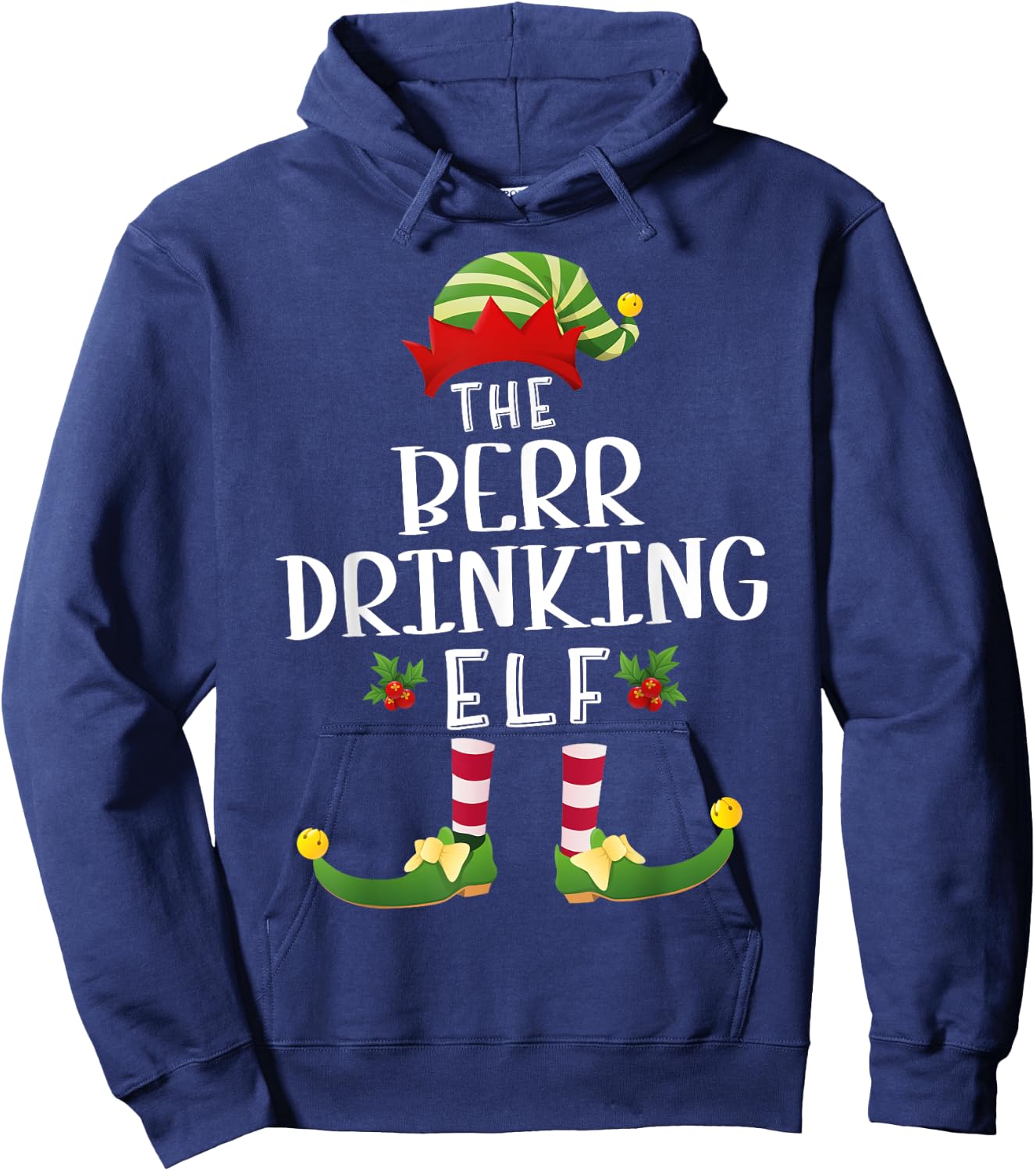 Beer Drinking Christmas Elf Matching Pajama X-Mas Party Hoodie - Hoodie | Navy