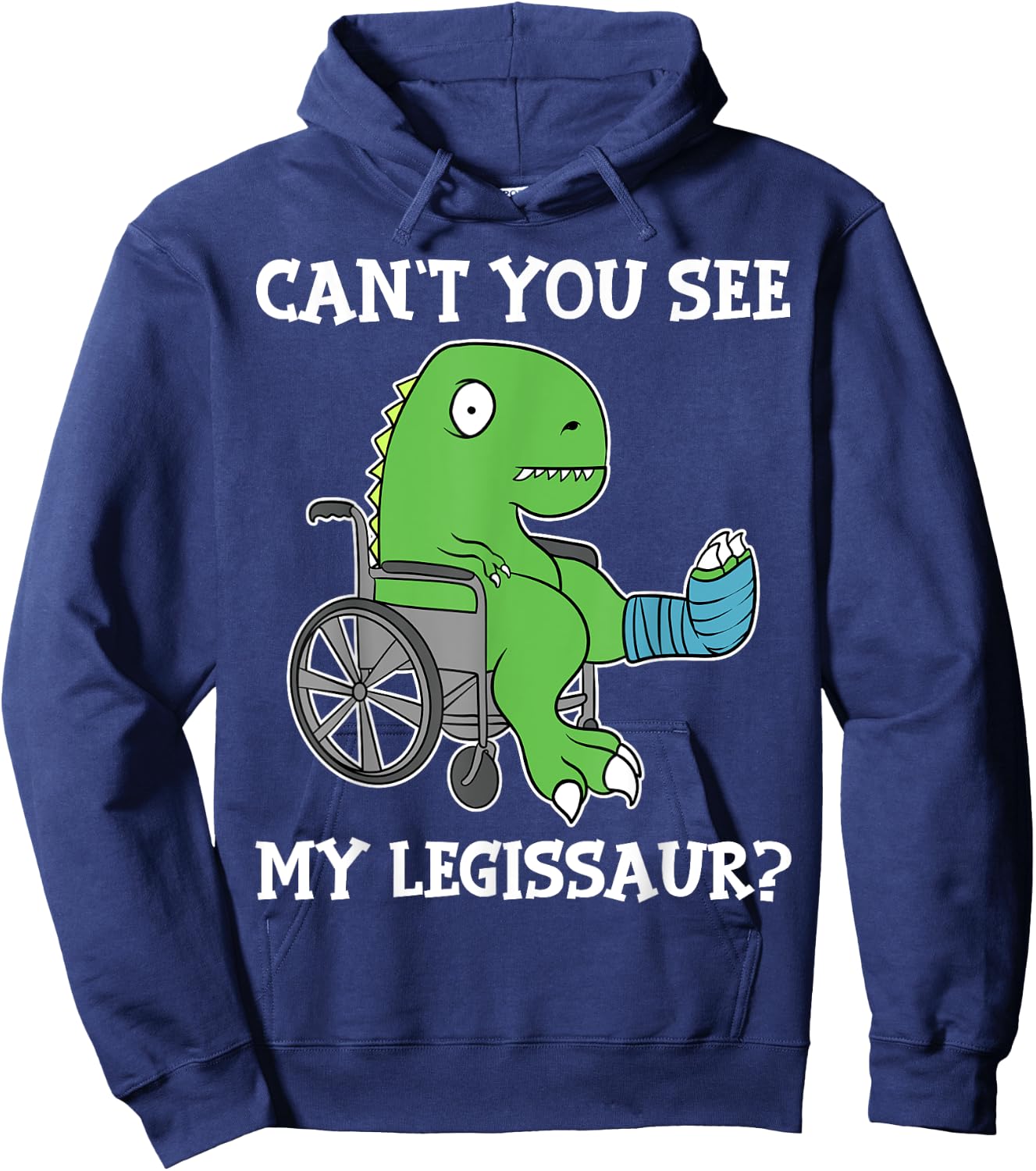 Dino Funny Get Well Broken Leg Gift Dinosaur with a Cast Small Hoodie - Hoodie | Navy