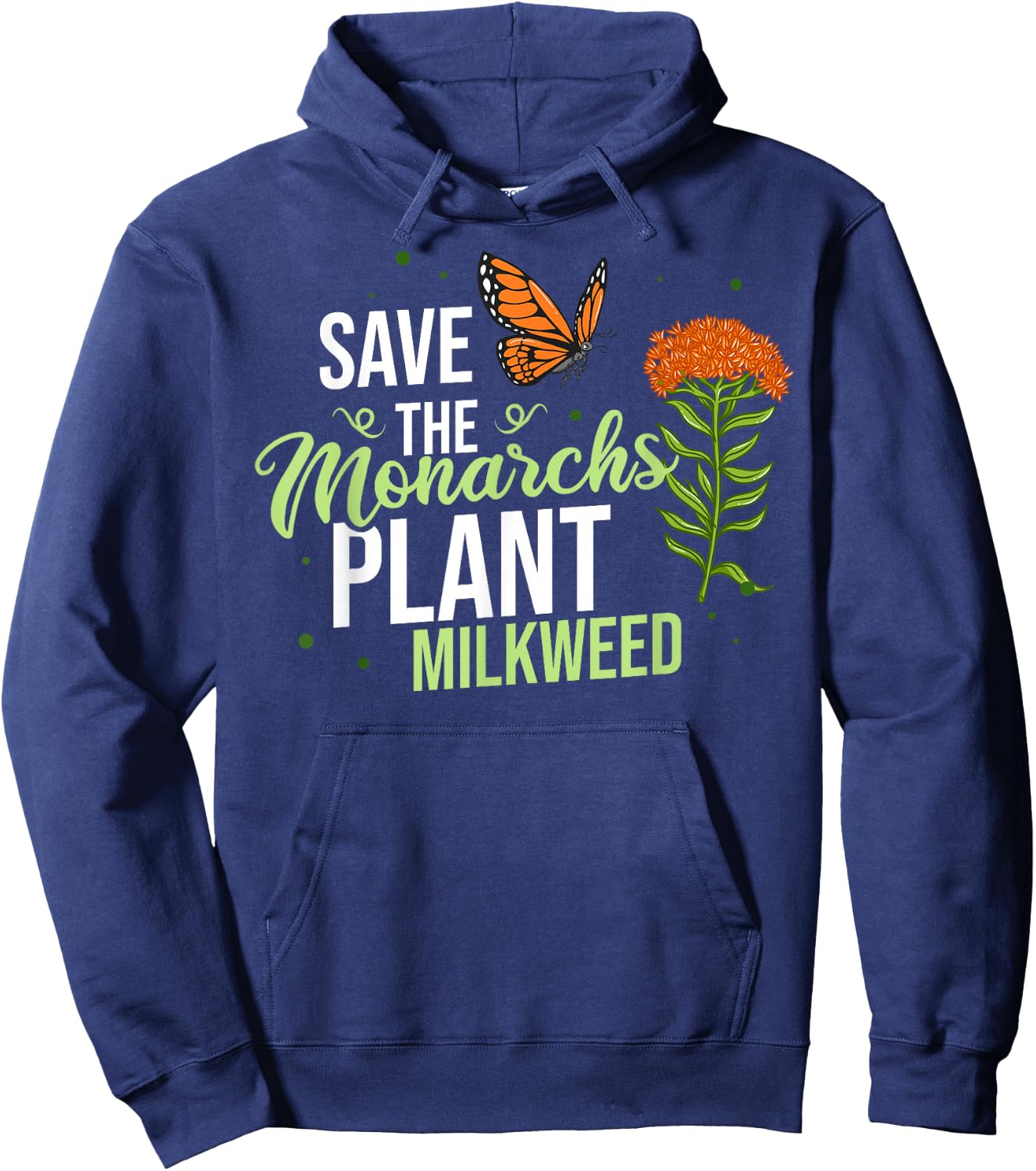 Save the Monarch Butterfly Milkweed Hoodie - Hoodie | Navy