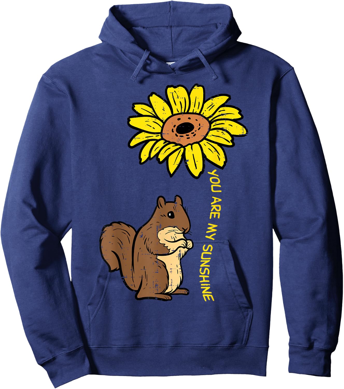 Squirrel Sunflower You Are My Sunshine Women Girls Kids Teen Hoodie - Hoodie | Navy