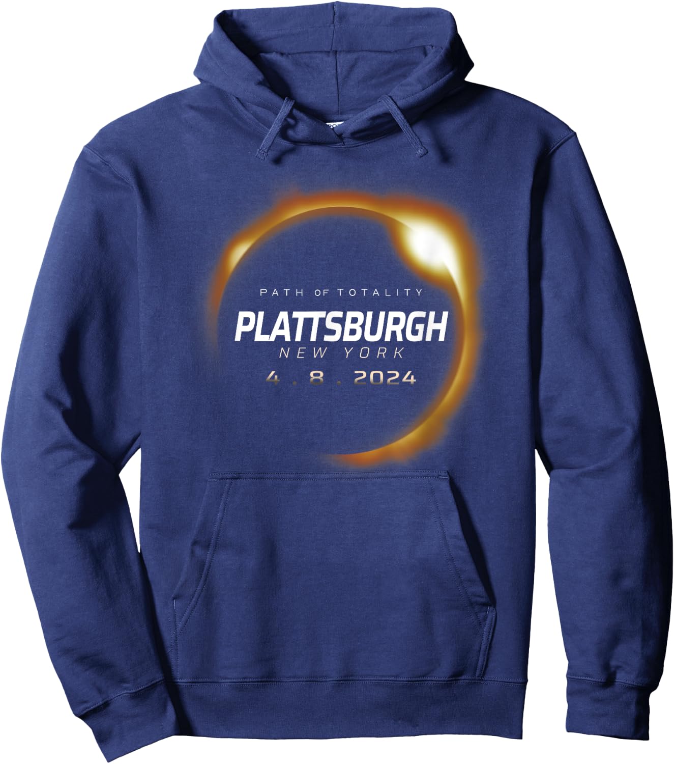 Total Solar Eclipse 2024 Plattsburgh New York April 8 2024 Hoodie - Hoodie | Navy