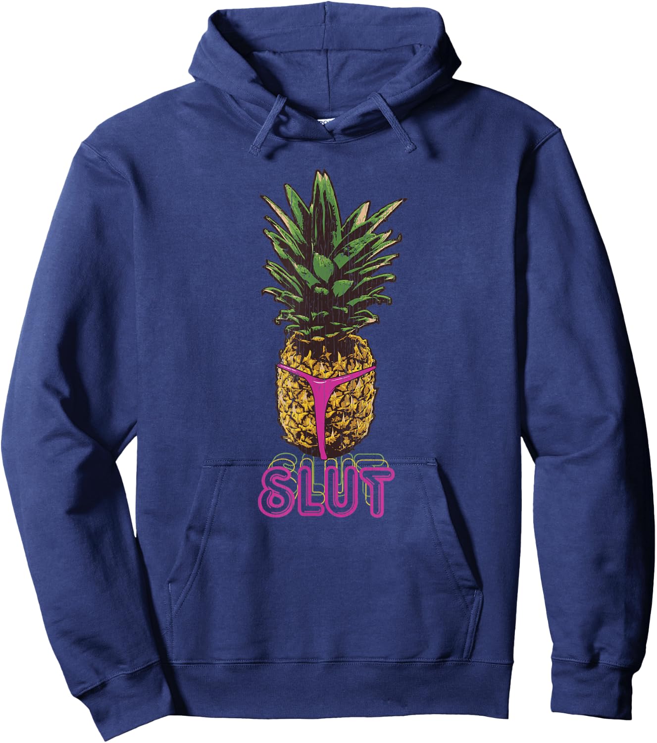 Vintage Tropical Pineapple Slut Hoodie - Hoodie | Navy