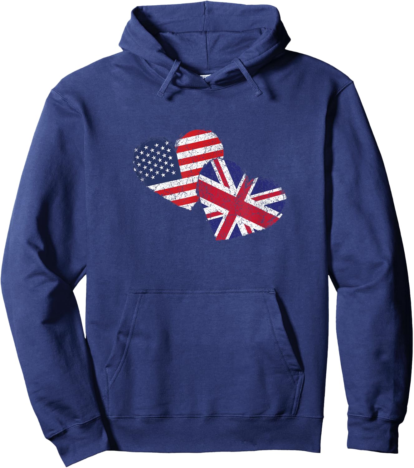 USA United Kingdom Heart Country Flag American British Hoodie - Hoodie | Navy