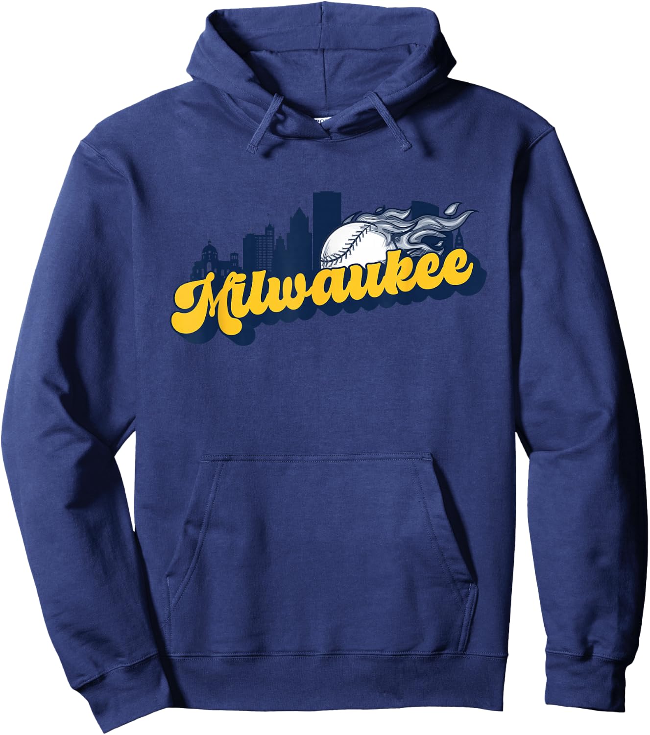 Milwaukee Baseball Vintage City Skyline Retro Baseball Lover Hoodie - Hoodie | Navy