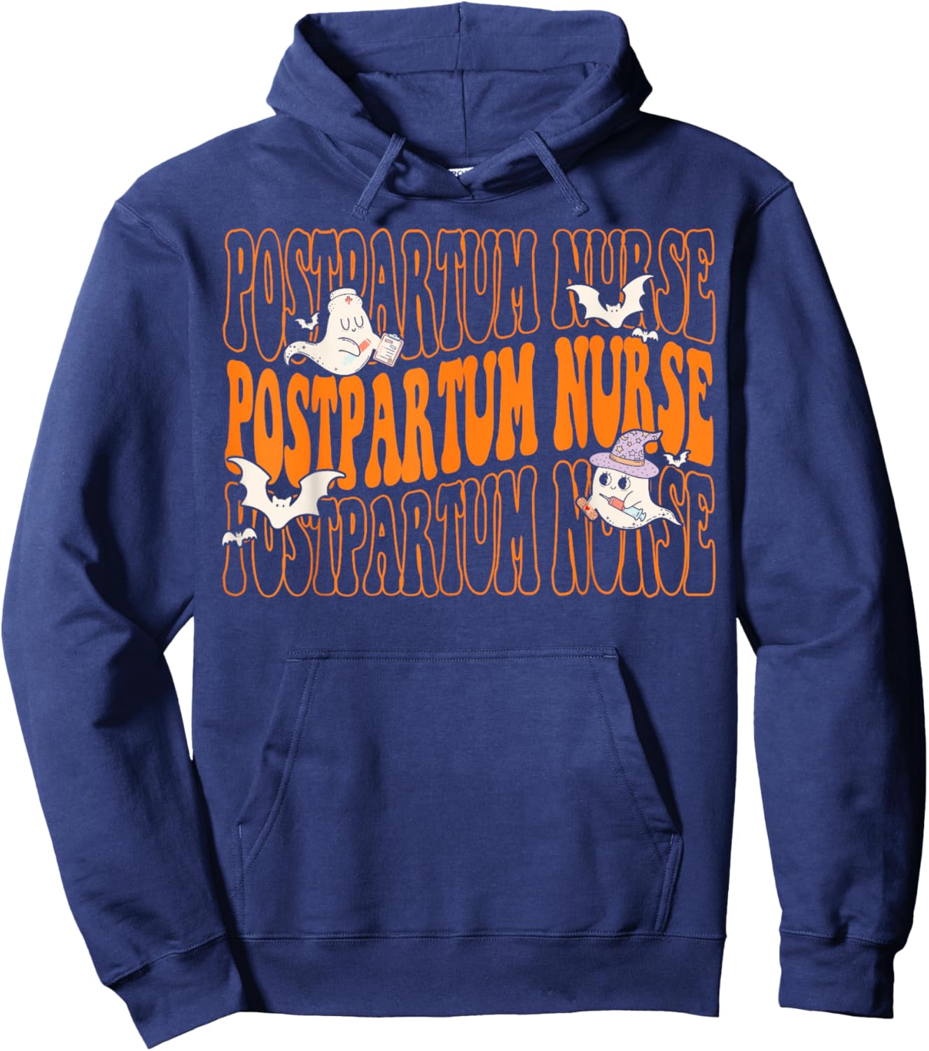 Postpartum Nurse Boo Crew Halloween Mother Baby Nurse Hoodie - Hoodie | Navy