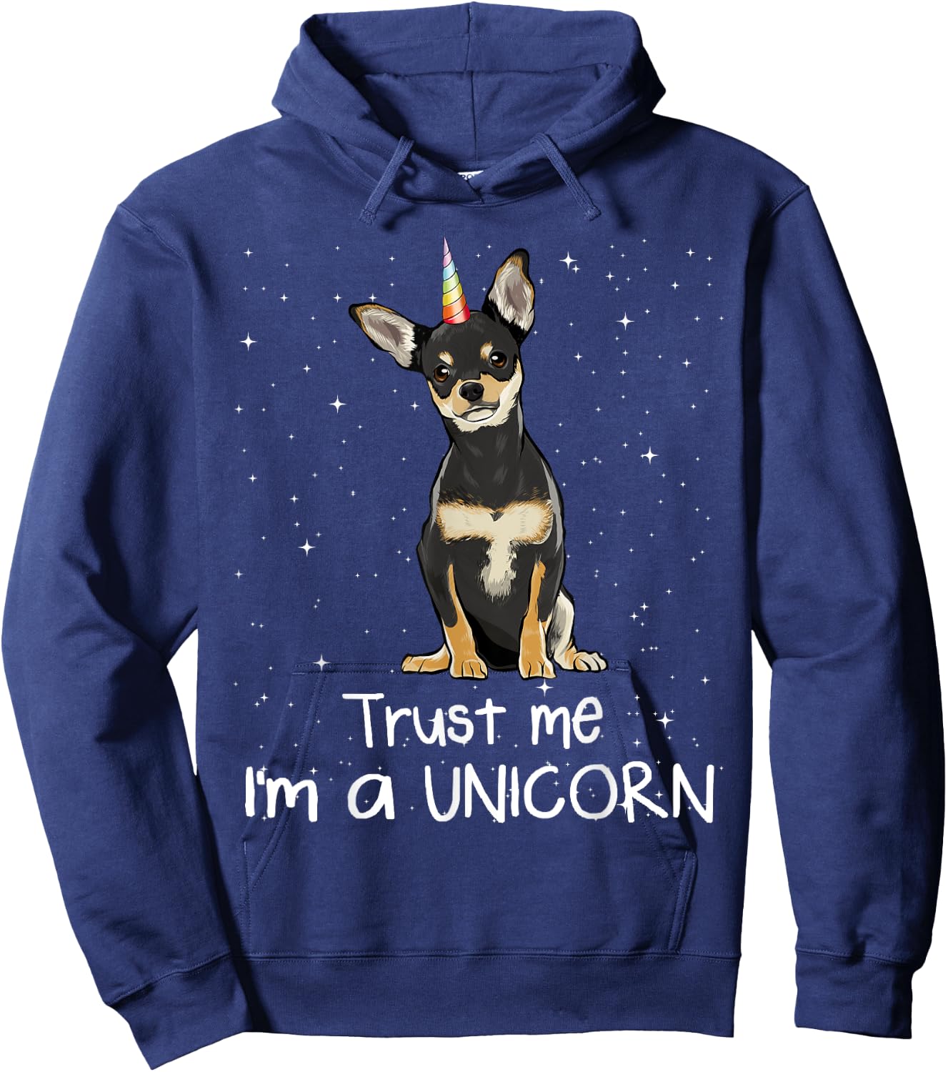 Black Chihuahua Trust Me I'm A Unicorn Dog Men Women Hoodie - Hoodie | Navy