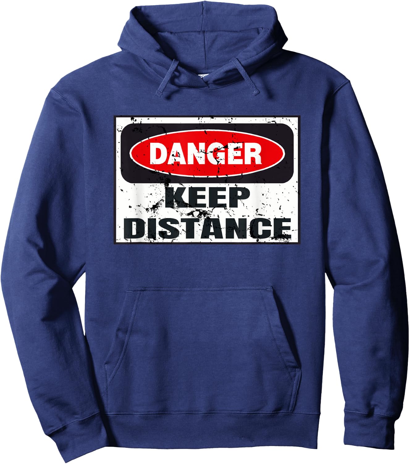 Danger Keep Distance Graphic Funny Vintage Warning Sign Gift Hoodie - Hoodie | Navy