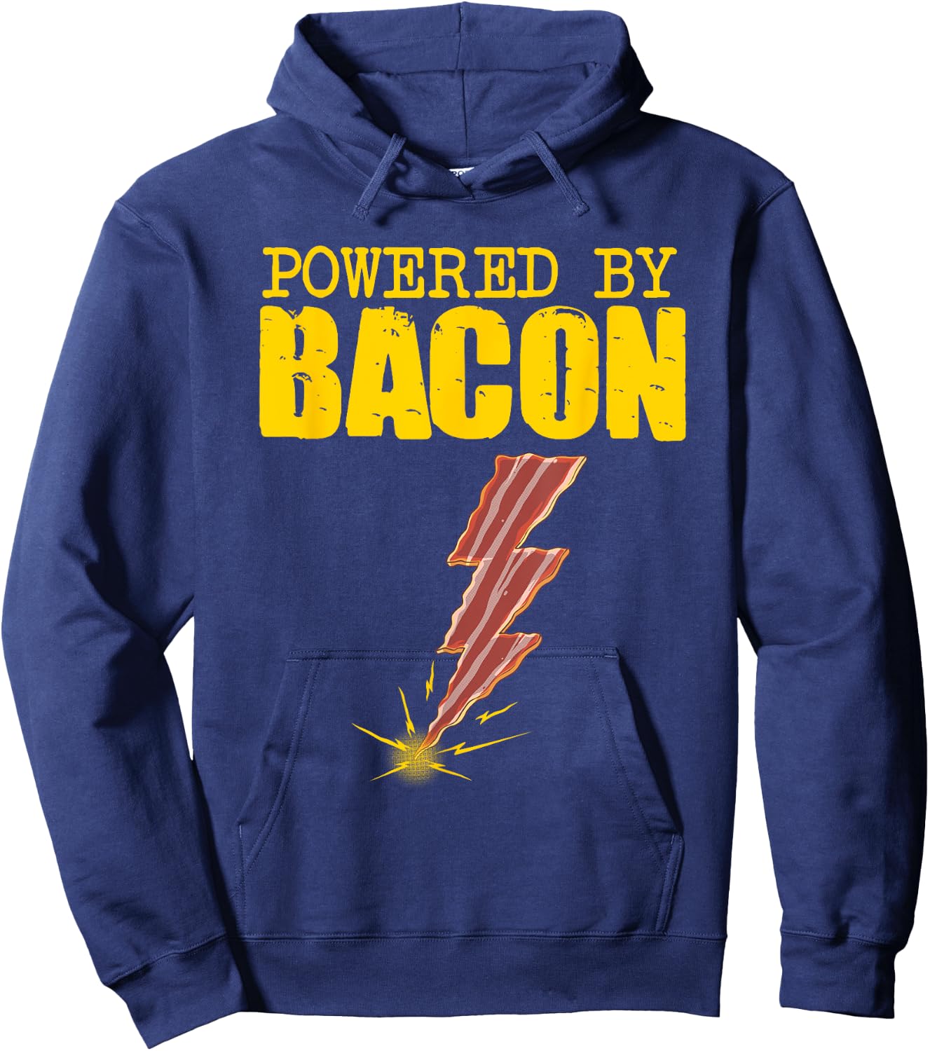 Funny Powered By Bacon Gift Women Pork Belly Lover Hoodie - Hoodie | Navy