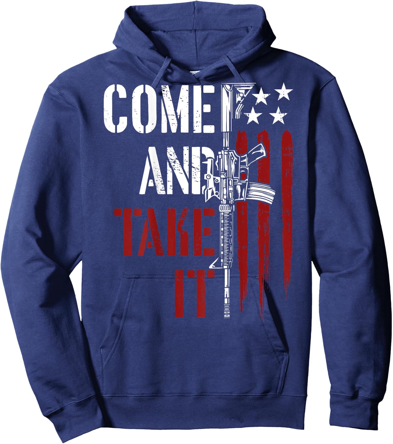 Come And Take It Gun Rights AR-15 American Flag On Back Hoodie - Hoodie | Navy