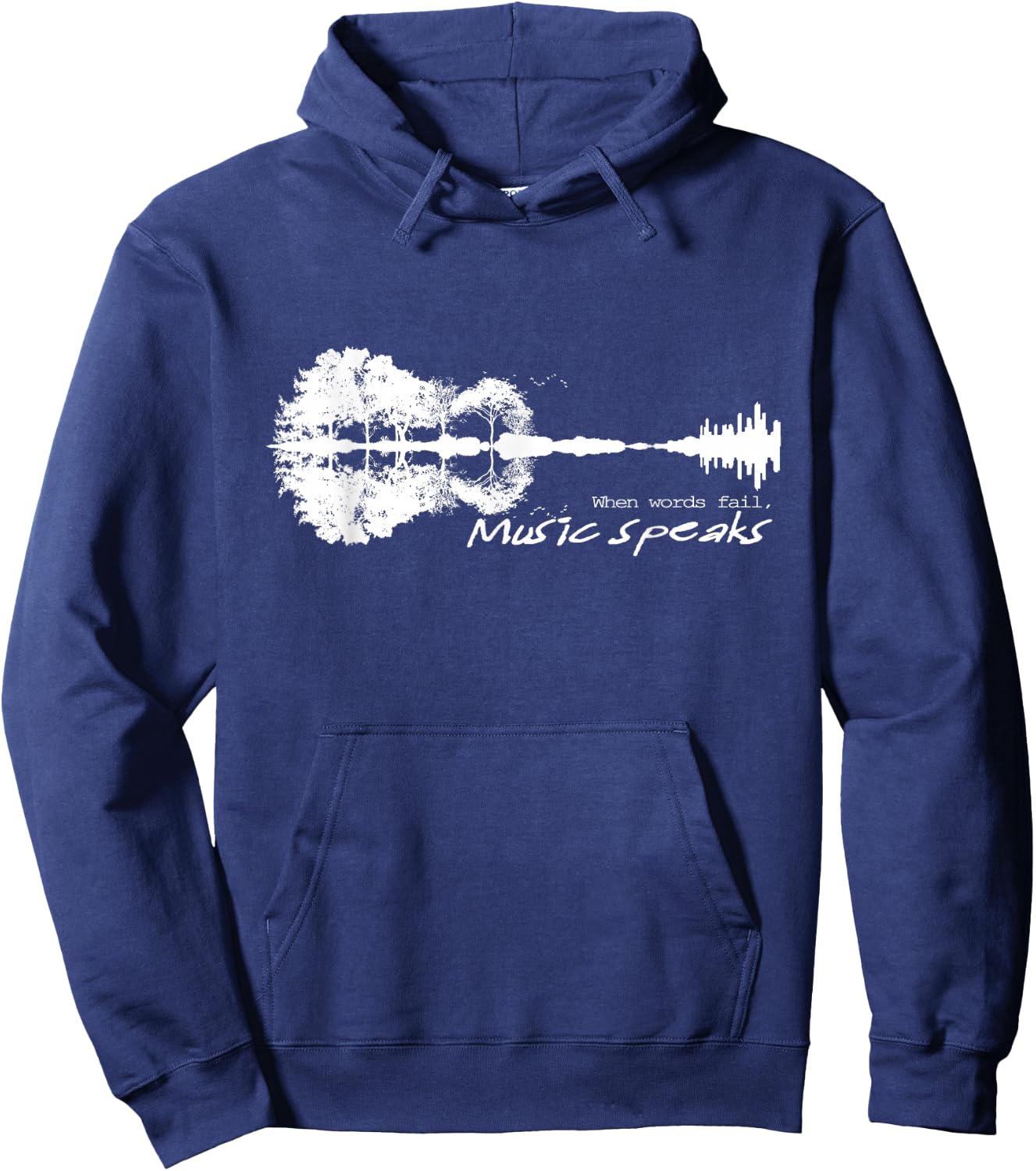 When Words Fail Music Speaks Guitar Music Literary Quote Hoodie - Hoodie | Navy