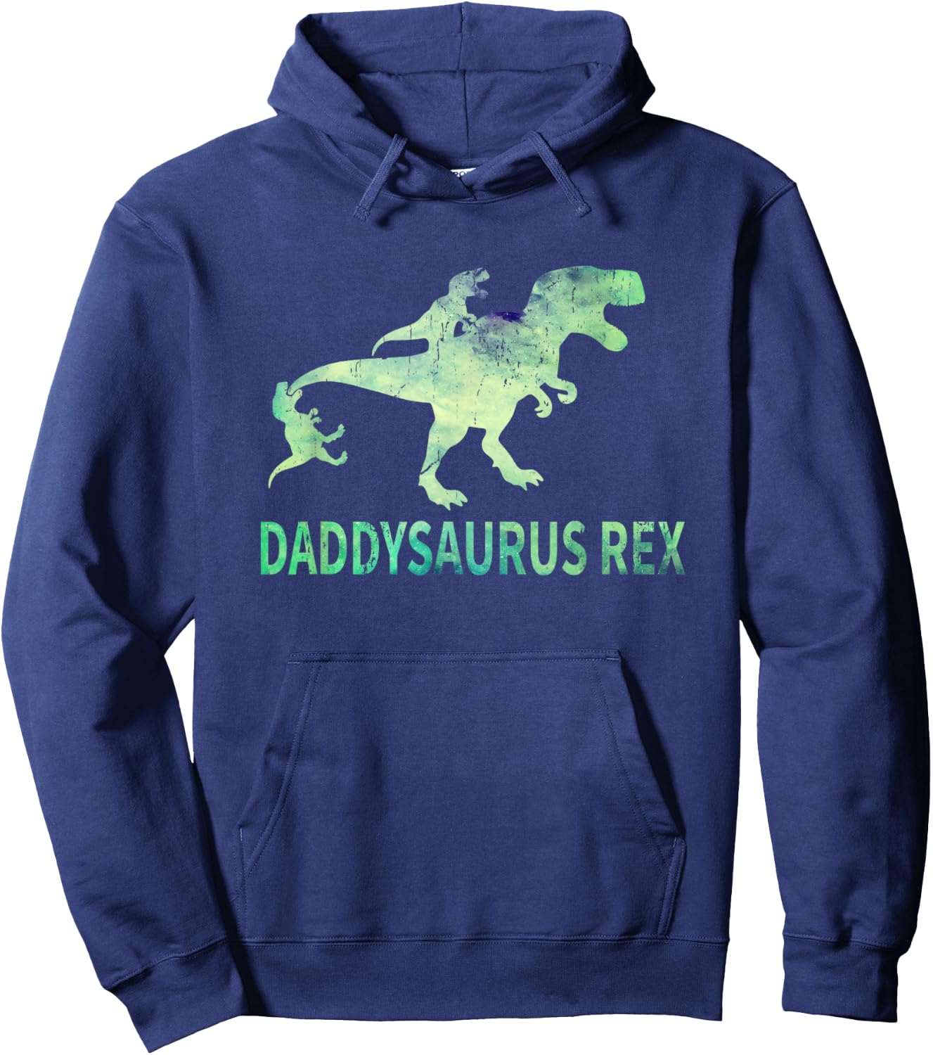 Daddysaurus T Rex Dinosaur Daddy Saurus Dad 2 Two Kids Dino Hoodie - Hoodie | Navy