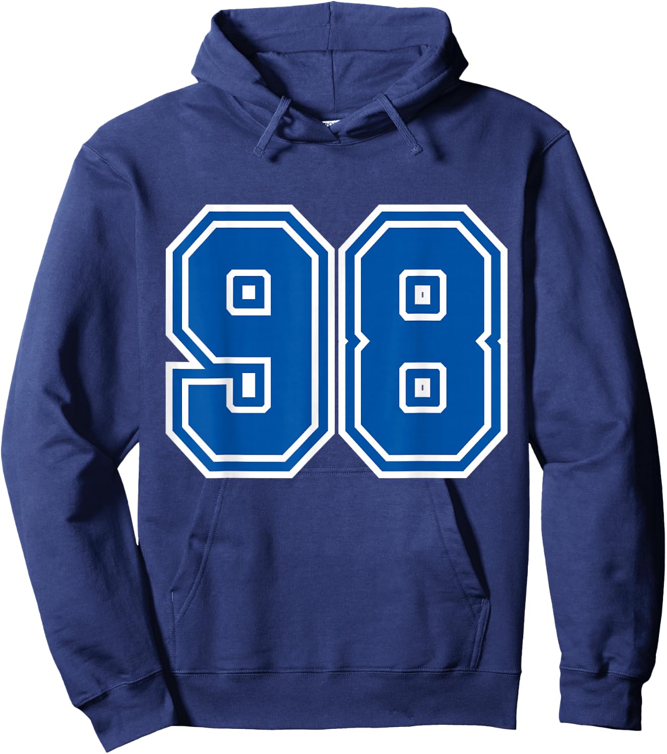 Blue Sports Team Number #98 Hoodie - Hoodie | Navy