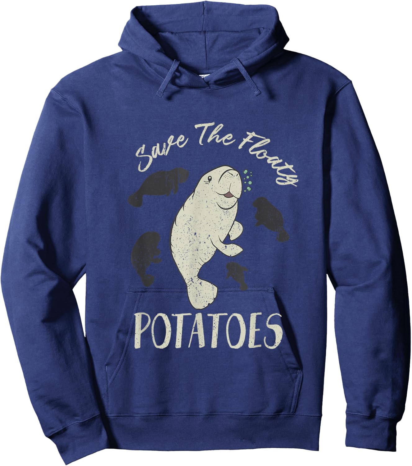 Save The Floaty Potatoes Sea Cow Manatee Hoodie - Hoodie | Navy