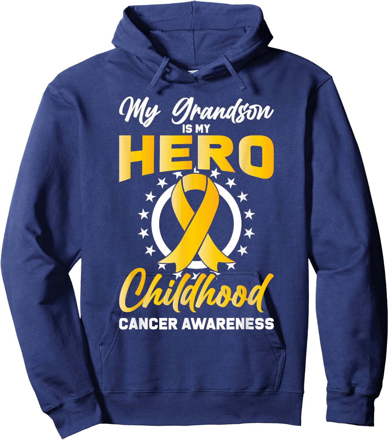 Grandson Childhood Ribbon Support Cancer Awareness Gift Hoodie - Hoodie | Navy