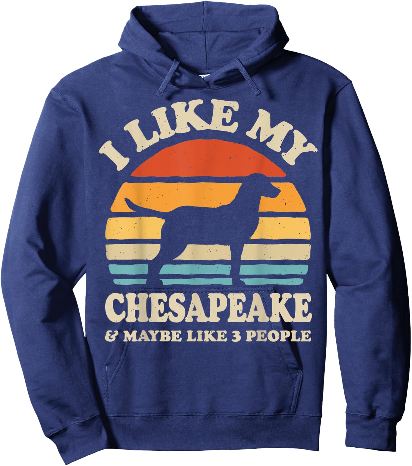 I Like My Chesapeake Bay Retriever Chessie Dog Lover Retro Hoodie - Hoodie | Navy