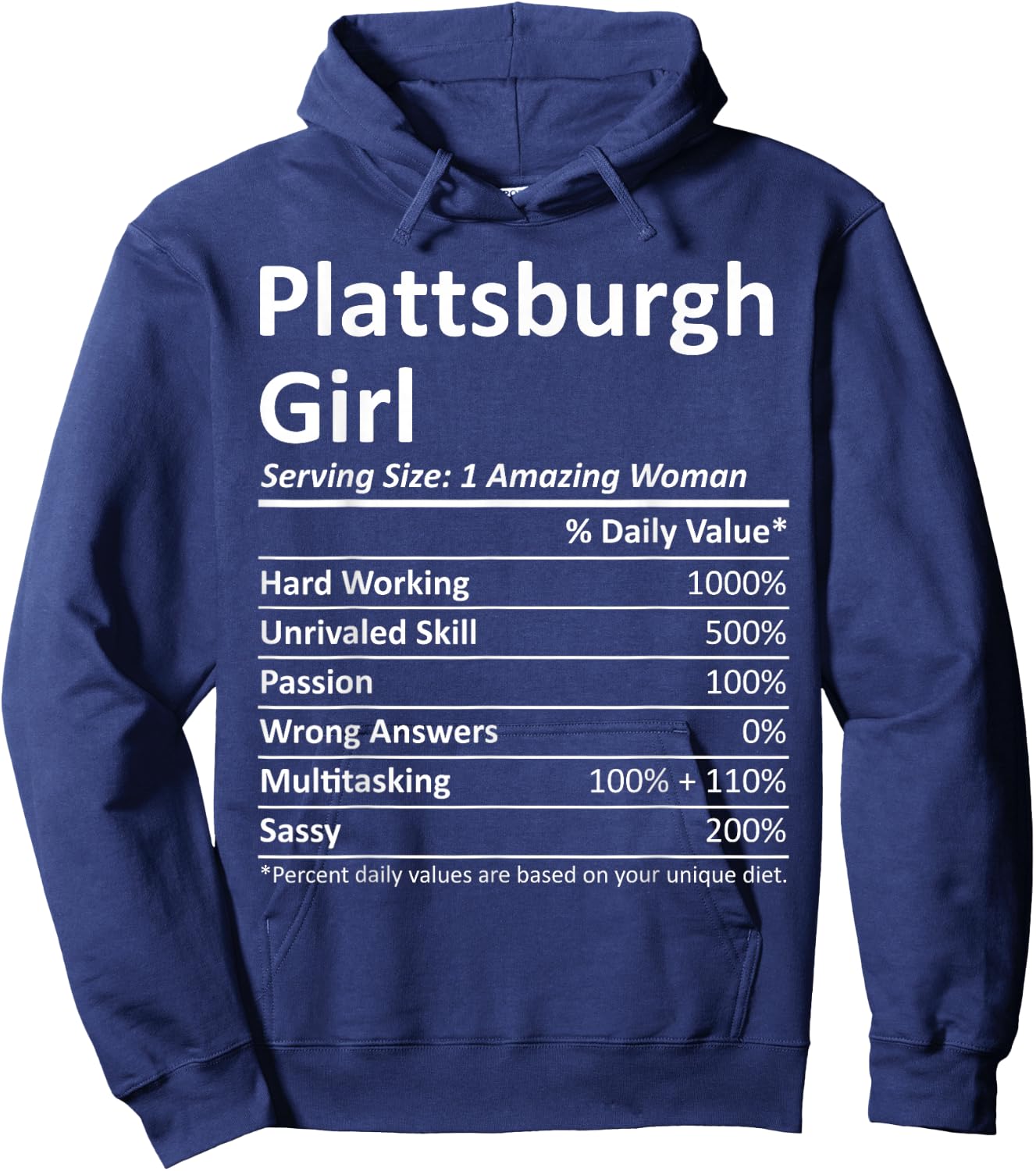PLATTSBURGH GIRL NY NEW YORK Funny City Home Roots USA Gift Hoodie - Hoodie | Navy