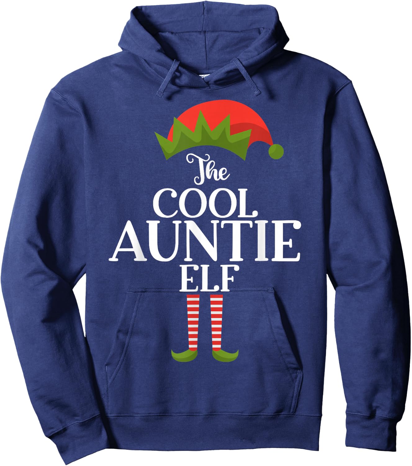 The Cool Auntie Elf Xmas Funny Family Matching Christmas Hoodie - Hoodie | Navy