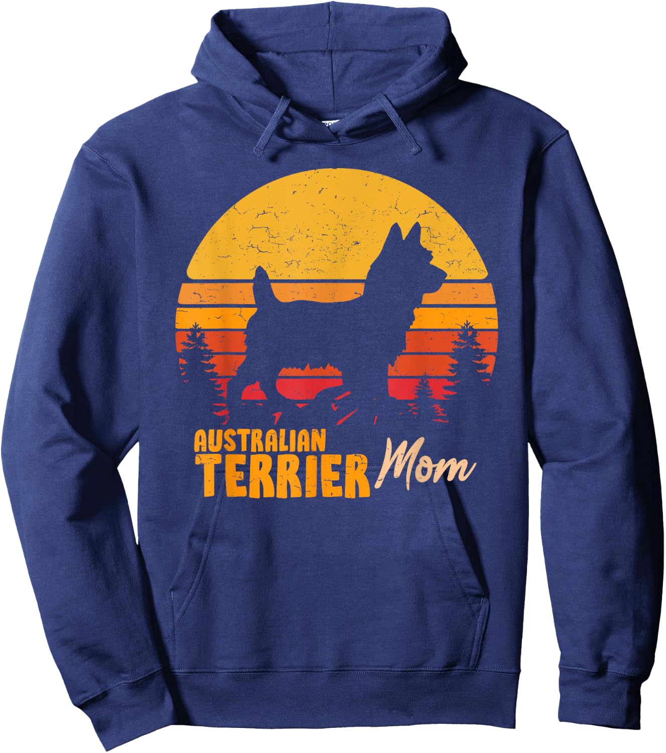 Australian Terrier Mom Mama Vintage Retro Dog Women Gift Hoodie - Hoodie | Navy