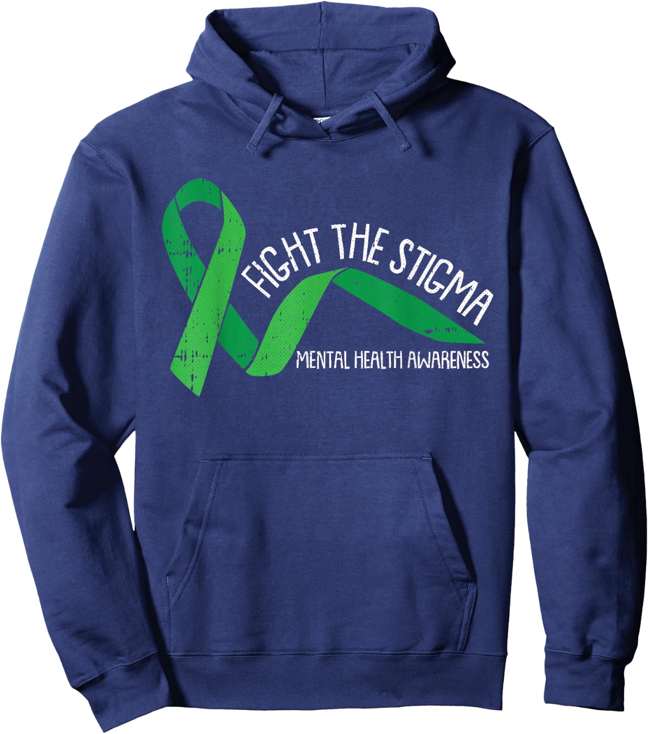 Fight The Stigma Mental Health Awareness Green Ribbon Hoodie - Hoodie | Navy