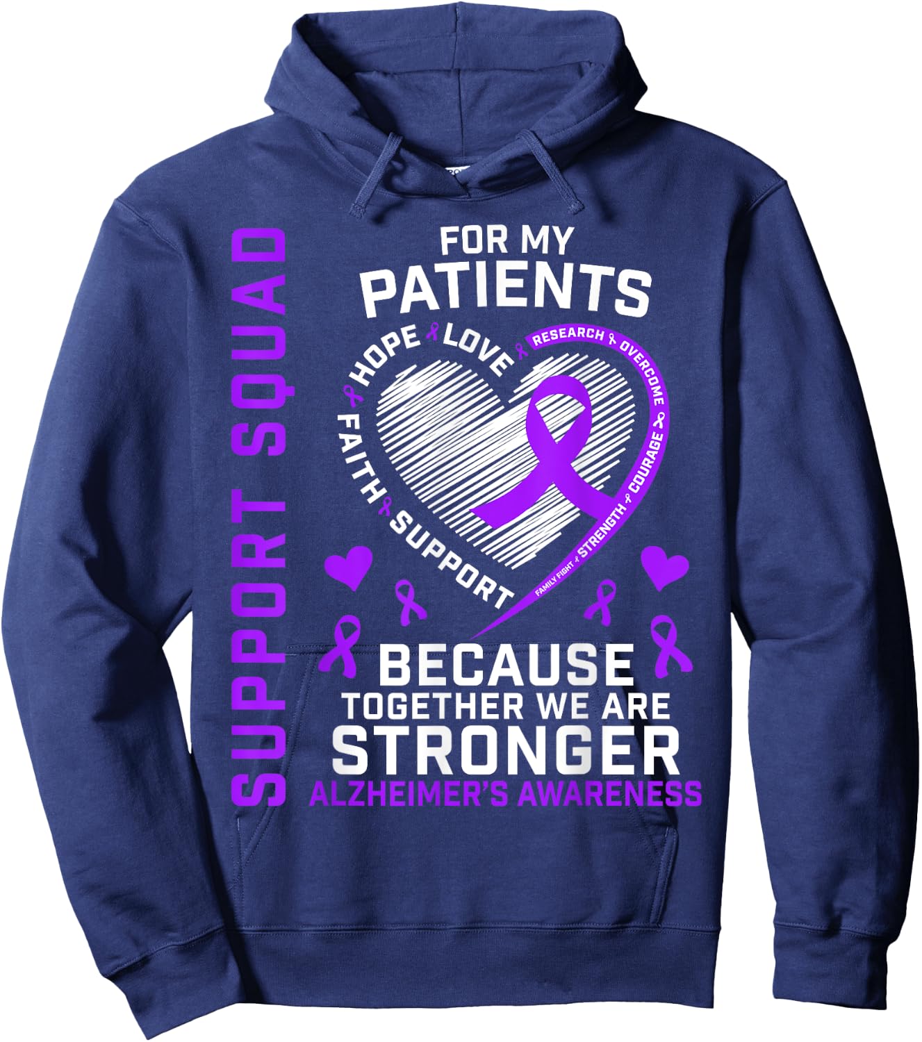 Support Crew RN Nurse Alzheimers Awareness Products Dementia Hoodie - Hoodie | Navy