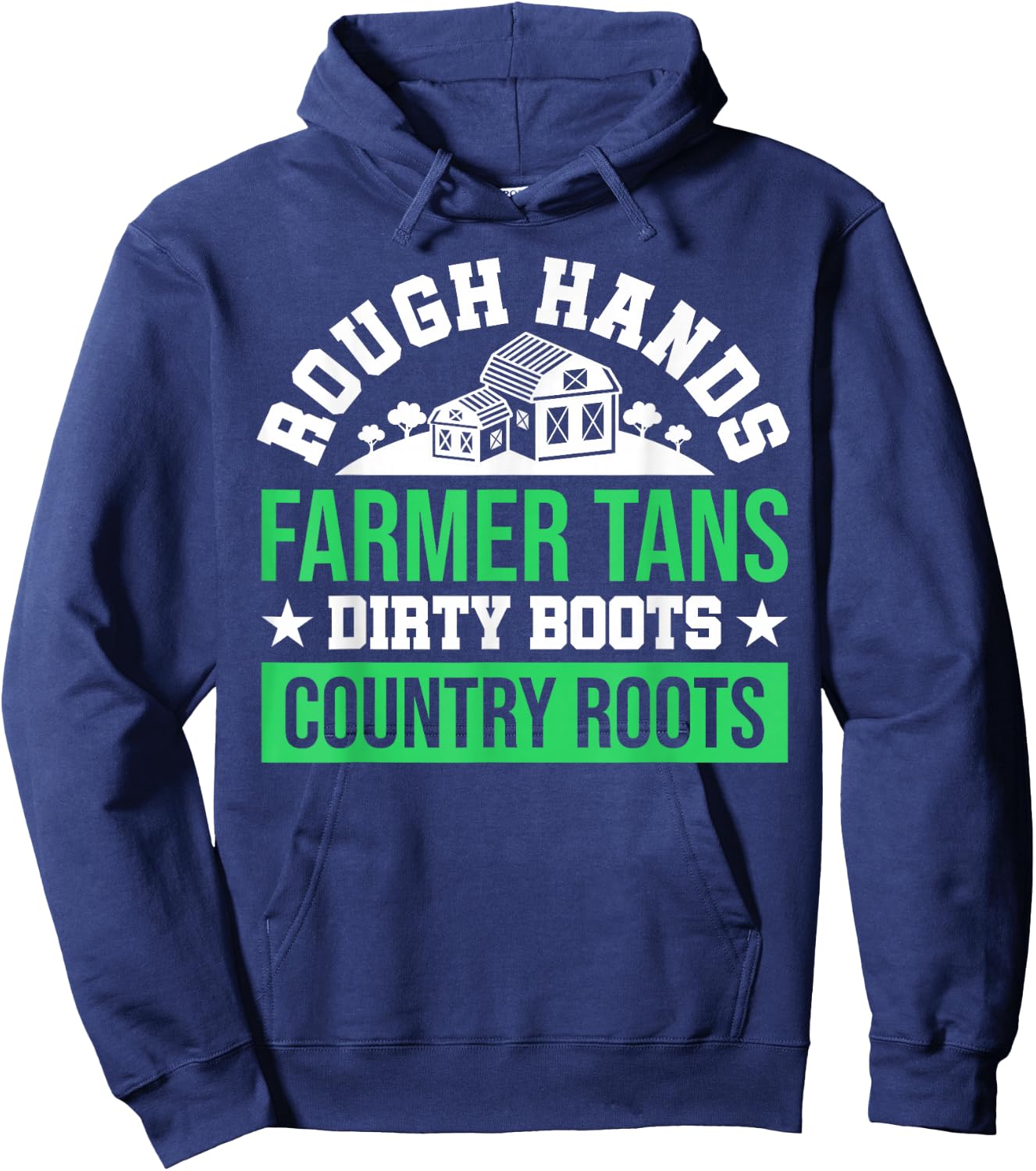 Rough Hands Farmer Tans Dirty Boots Country Roots USA Flag Hoodie - Hoodie | Navy
