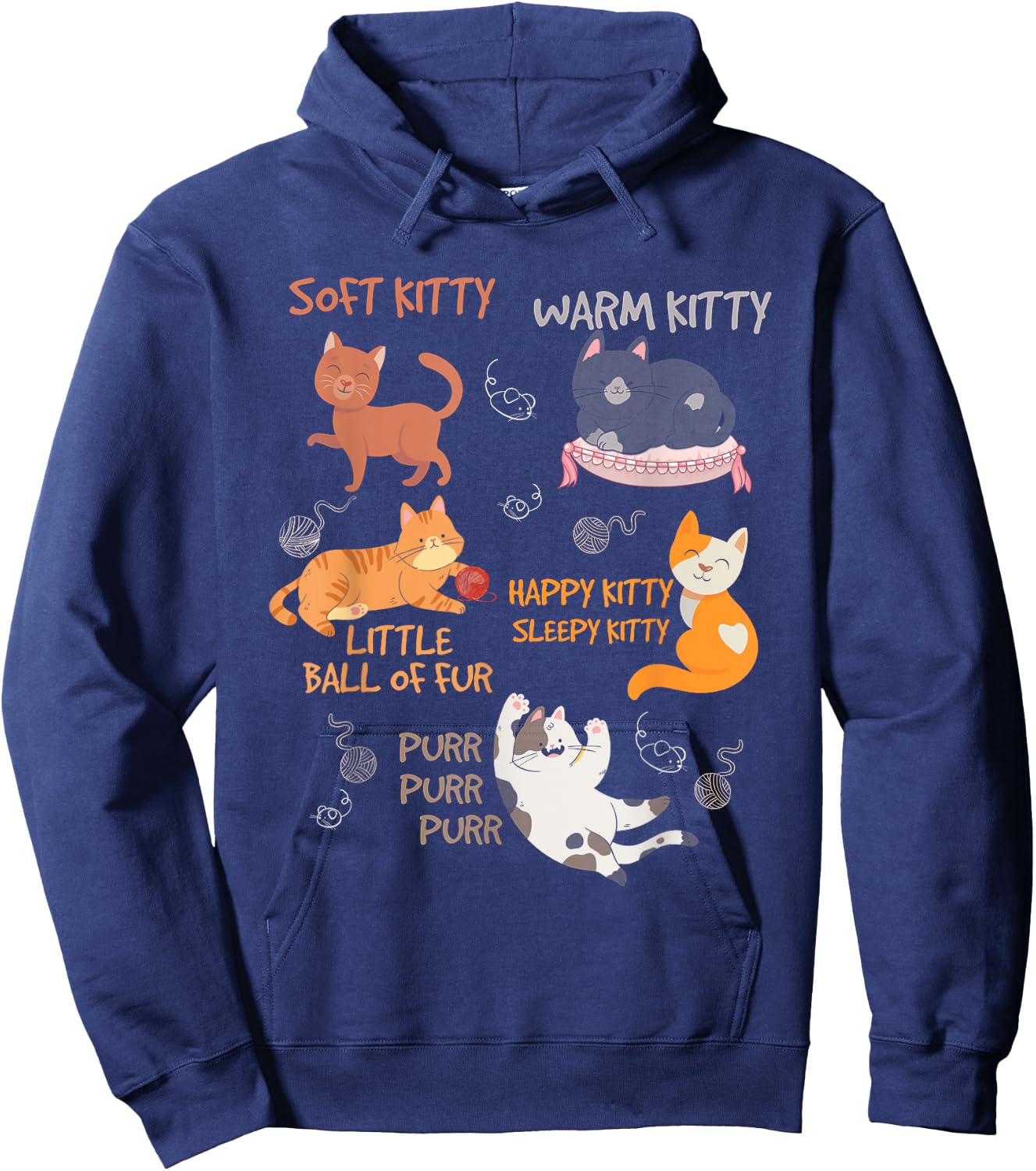 Soft Kitty Warn Kitty Ball Of Fur Sleepy Kitty Happy Kitty Hoodie - Hoodie | Navy