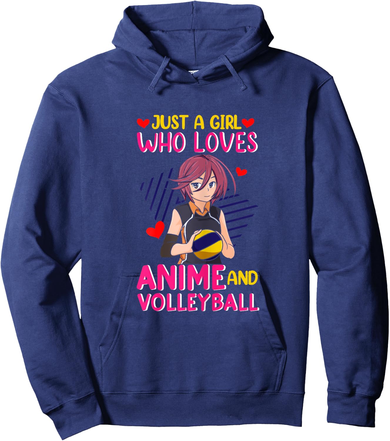 Just A Girl Who Loves Anime and Volleyball - Kawaii Hoodie - Hoodie | Navy