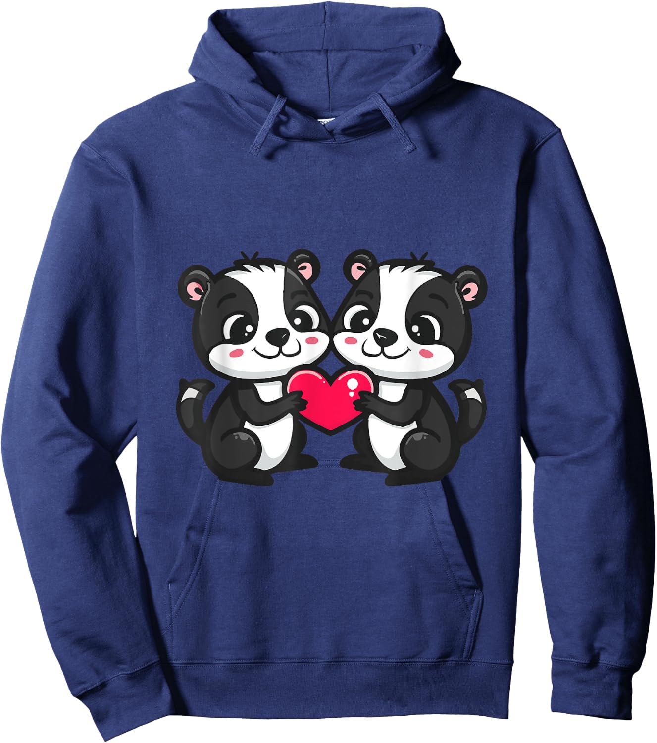 Cute Skunk in Love Couple Heart | Valentines Day Hoodie - Hoodie | Navy