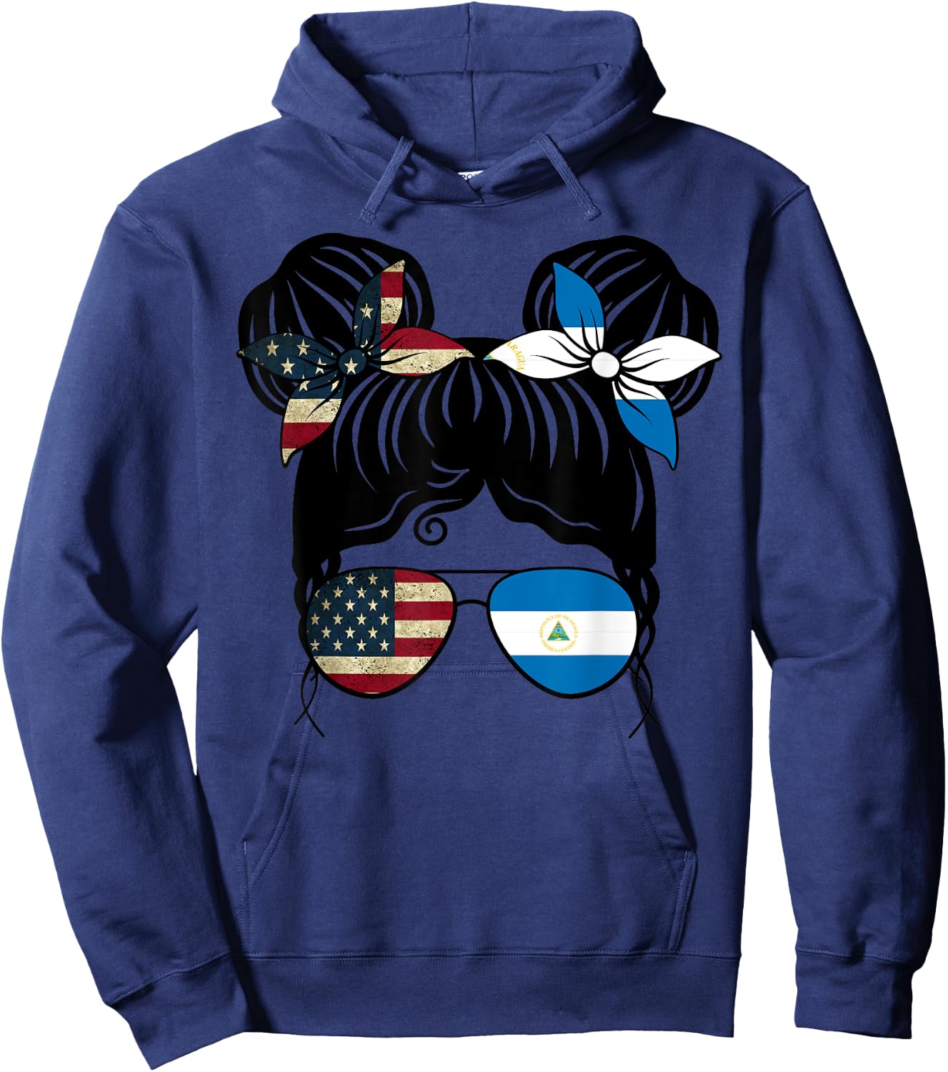 Half American Half Nicaraguan Girl USA Nicaragua Flag Kids Hoodie - Hoodie | Navy