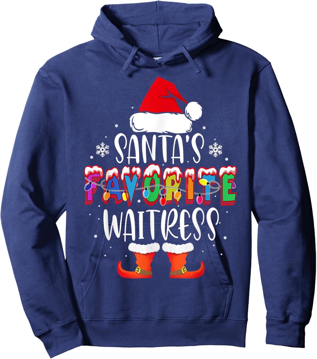 Santa's Favorite Waitress Funny Christmas Santa Gift Hoodie - Hoodie | Navy
