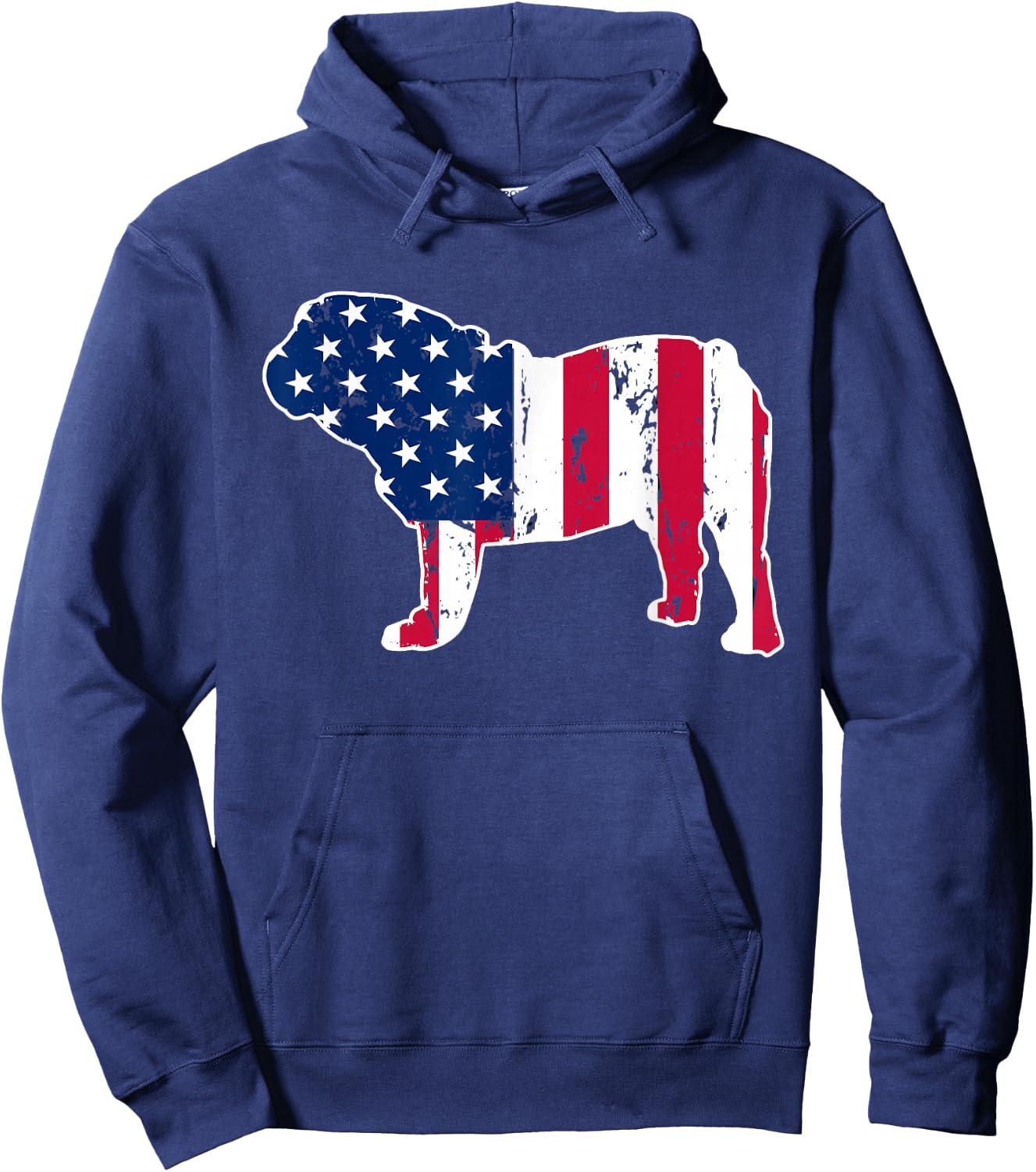 English Bulldog Dog Lovers American Flag 4th of July Hoodie - Hoodie | Navy