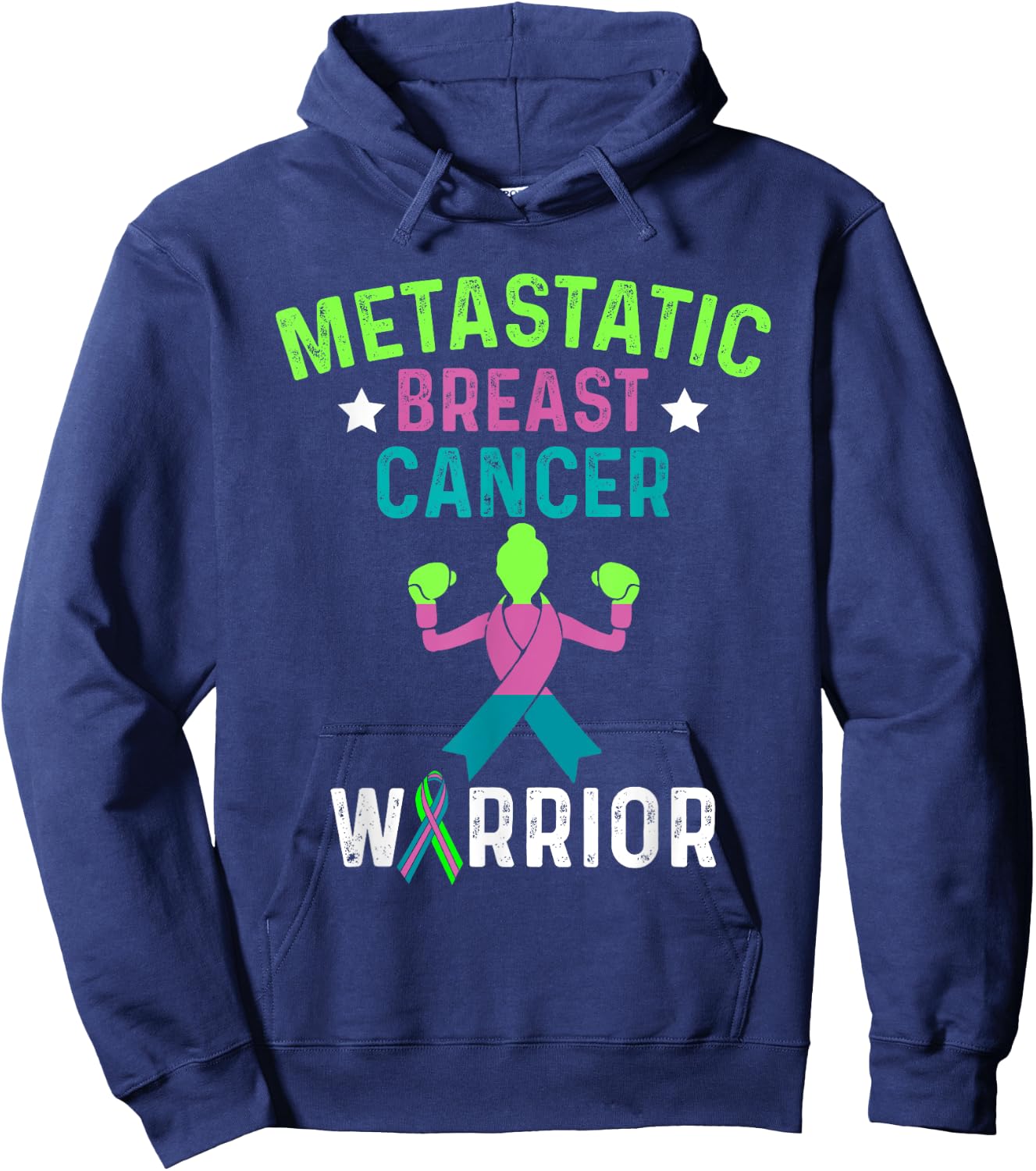 Metastatic Breast Cancer Awareness Tackling Warrior Hoodie - Hoodie | Navy