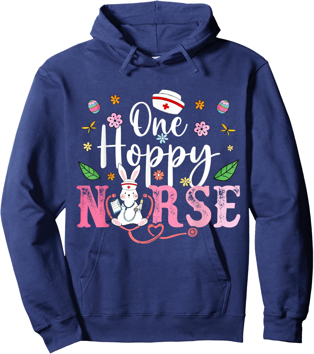 Nurse Squad Nurse Life Stethoscope Easter Bunny Easter Day Hoodie - Hoodie | Navy