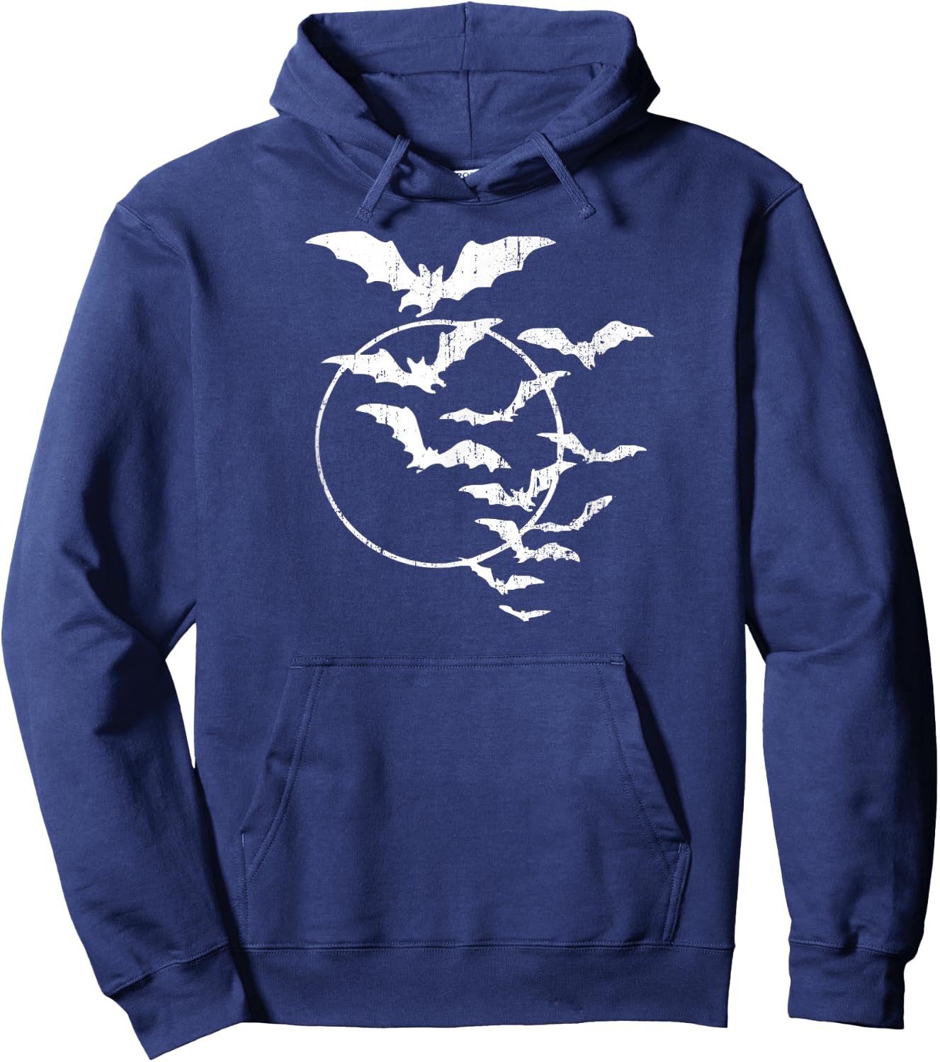 Halloween Swarm of Bats Full Moon Spooky Vintage Art Graphic Hoodie - Hoodie | Navy