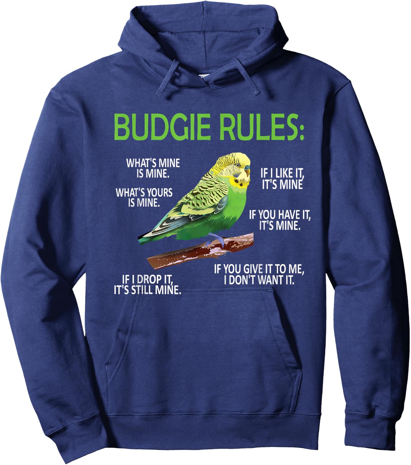 Budgie Rules | Budgie Lover Parakeet Bird Budgerigar Hoodie - Hoodie | Navy