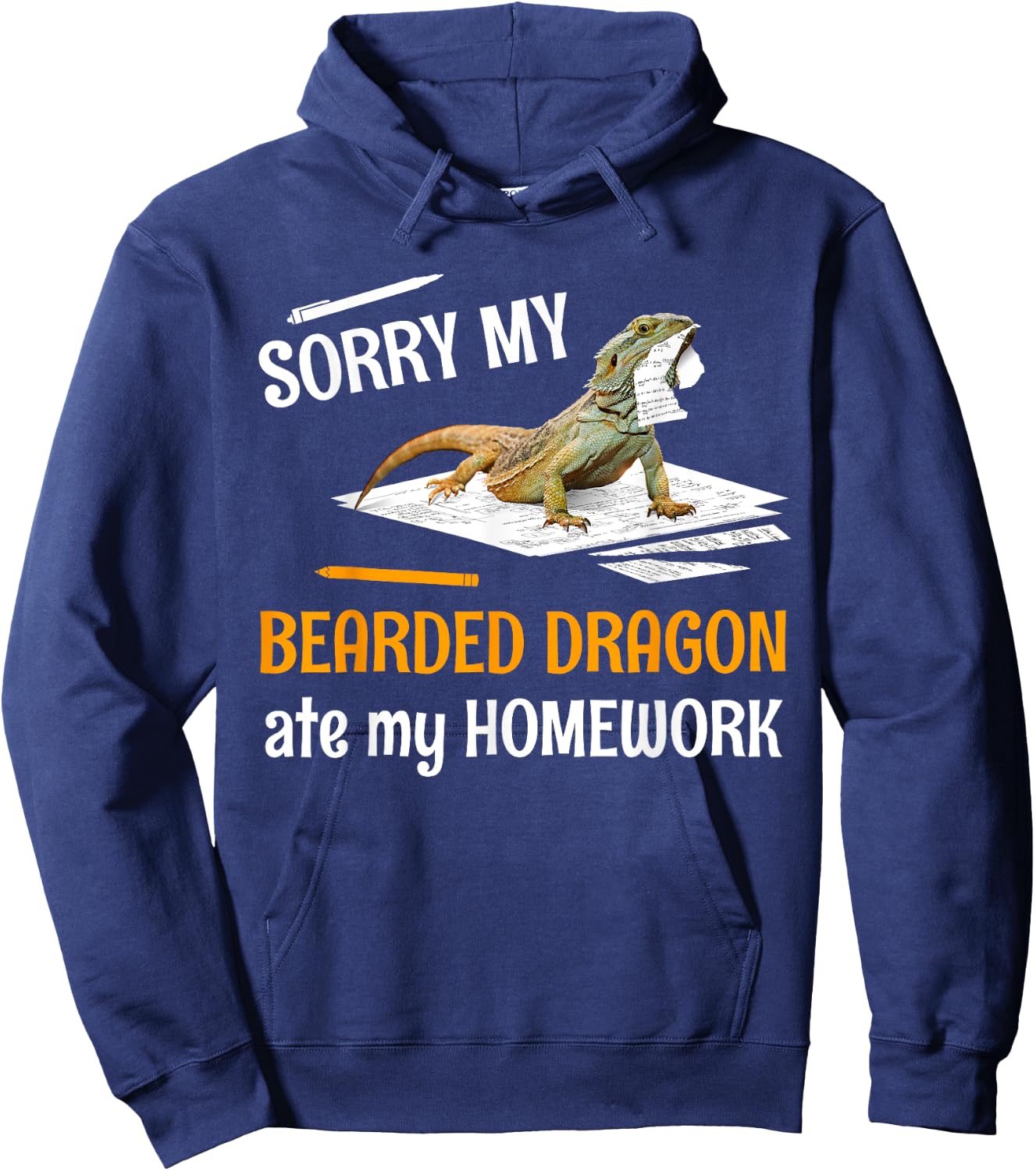 Sorry My Bearded Dragon Ate My Homework Teacher Student Women Kids Hoodie - Hoodie | Navy
